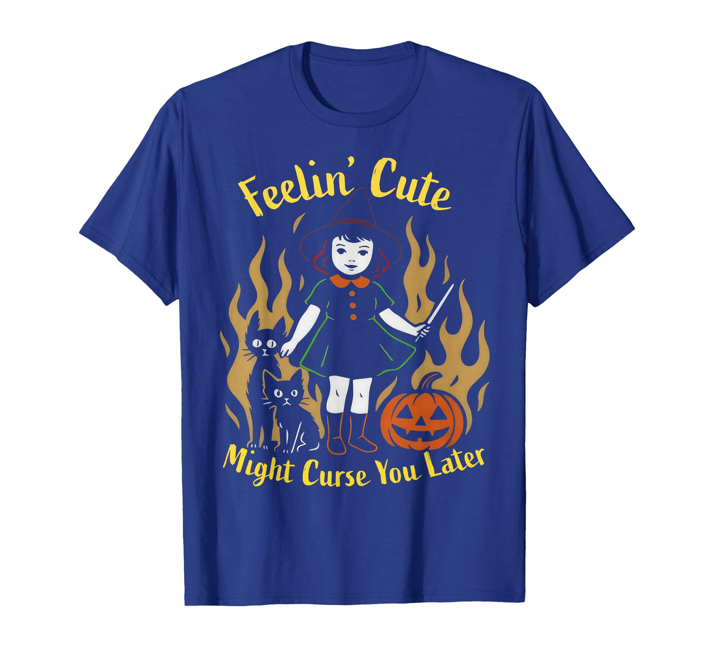 Feeling’s Cute Might Curse You Later Halloween Black Cat T-Shirt