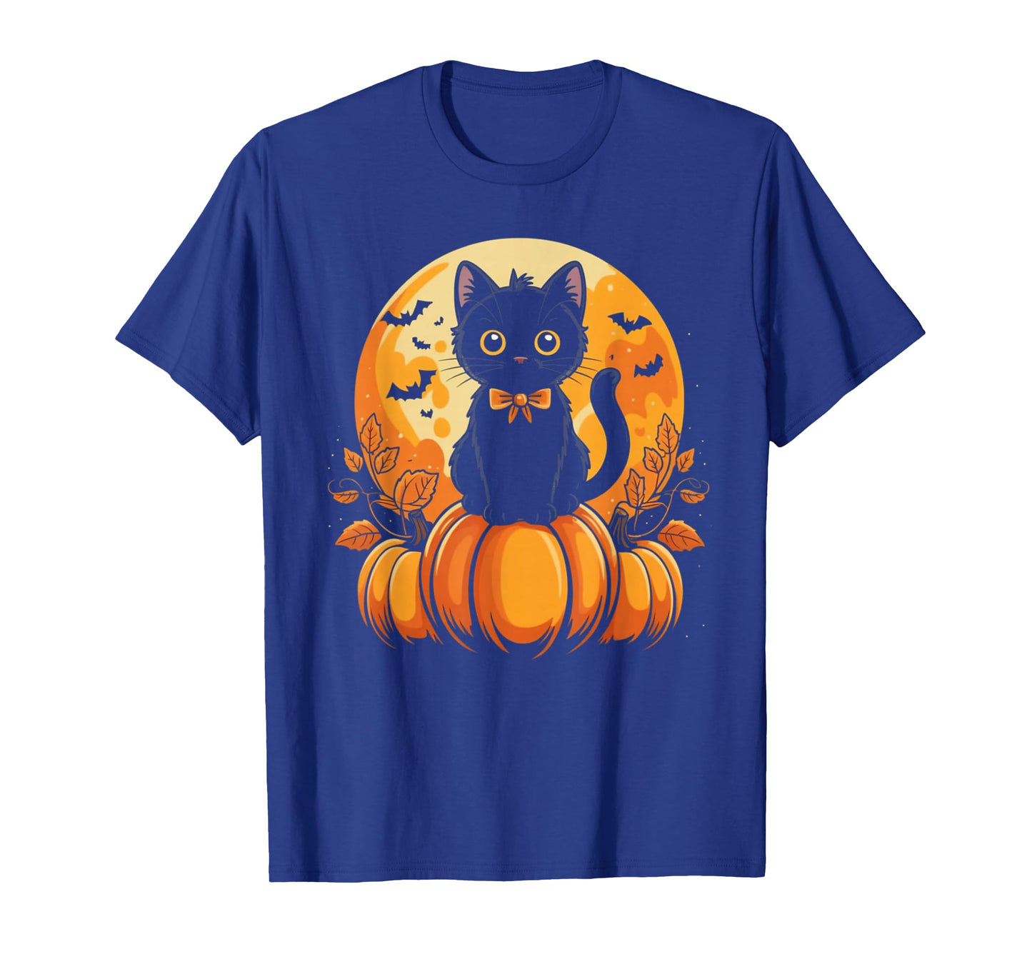 Retro Black Cat Pumpkin Halloween Costume Fall Autumn Gifts T-Shirt