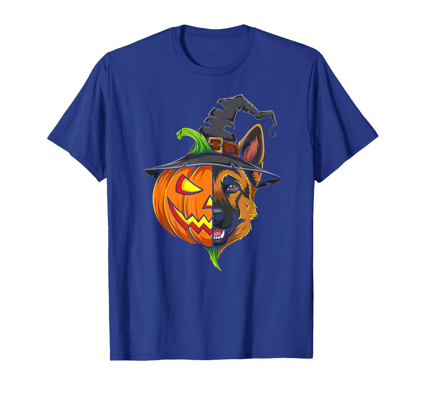 German Shepherd Pumpkin Jack O Lantern Halloween Mens Womens T-Shirt