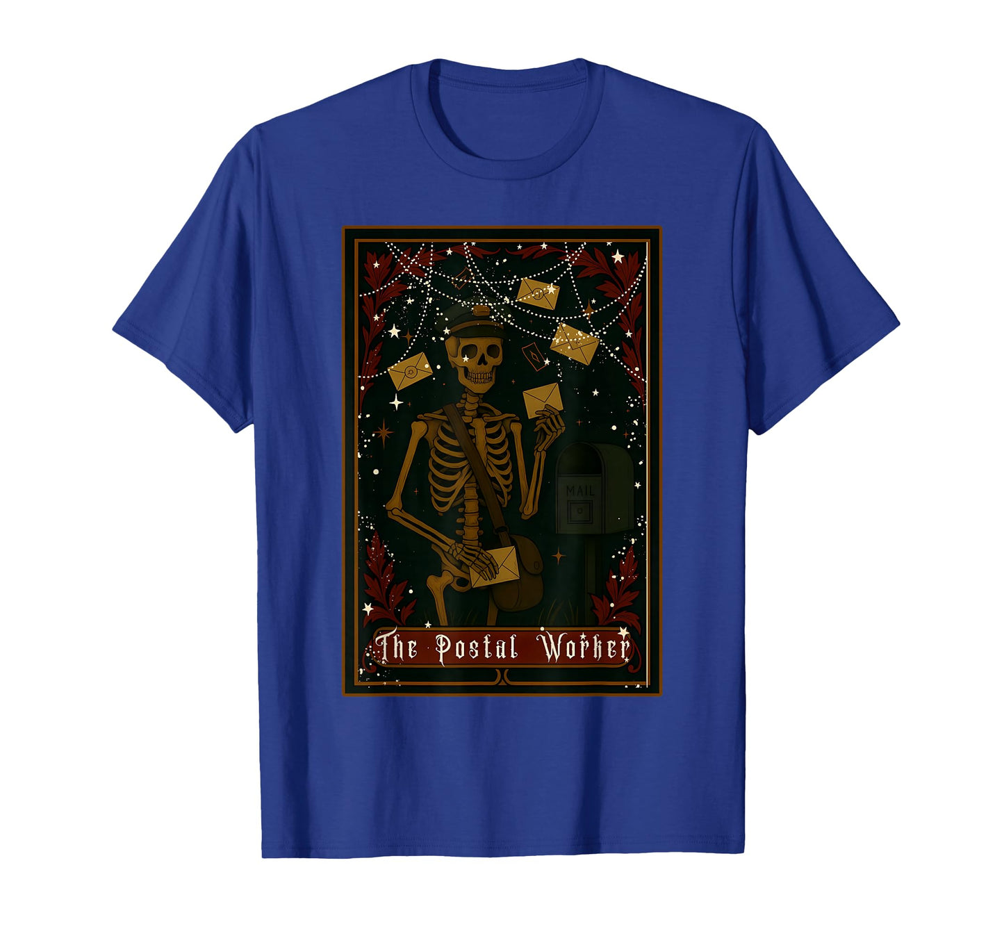 Postal Worker Skeleton Tarot Card Halloween Witch Vibes T-Shirt
