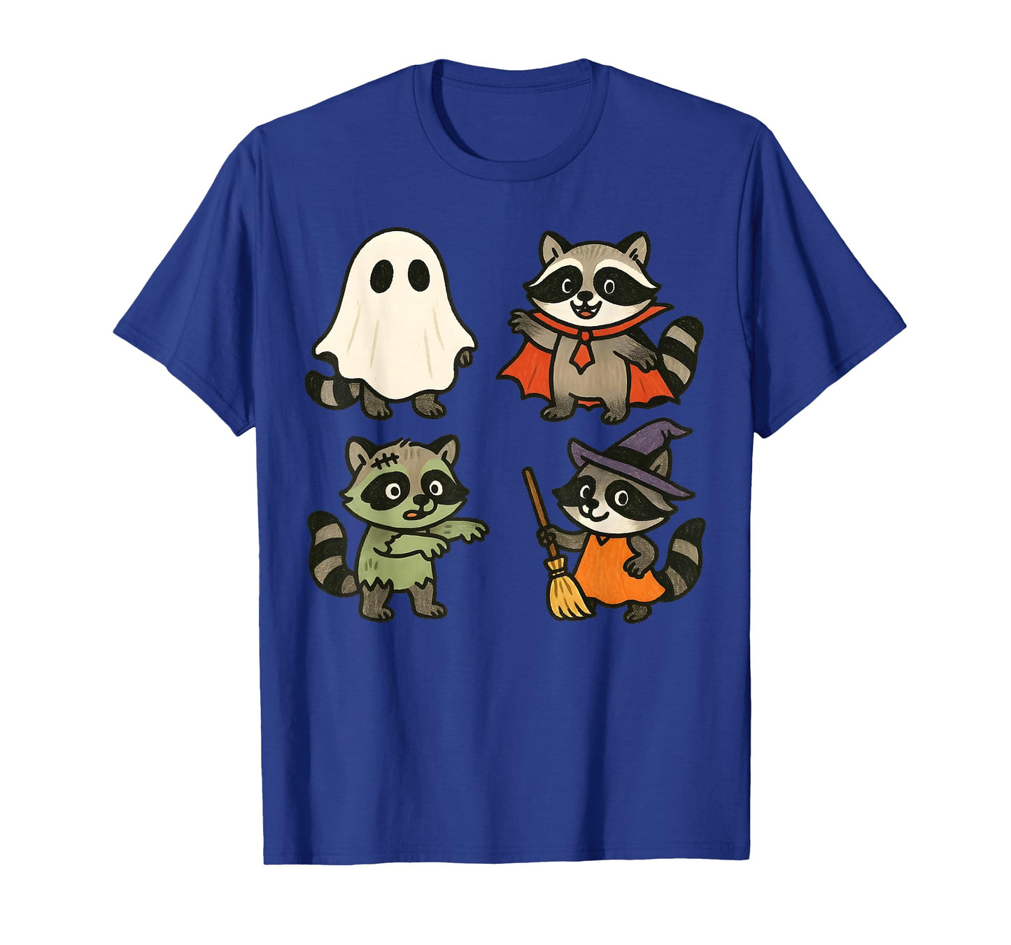 Raccoon Spooky Witch Boo Zombie Cute Halloween Boys Girls T-Shirt