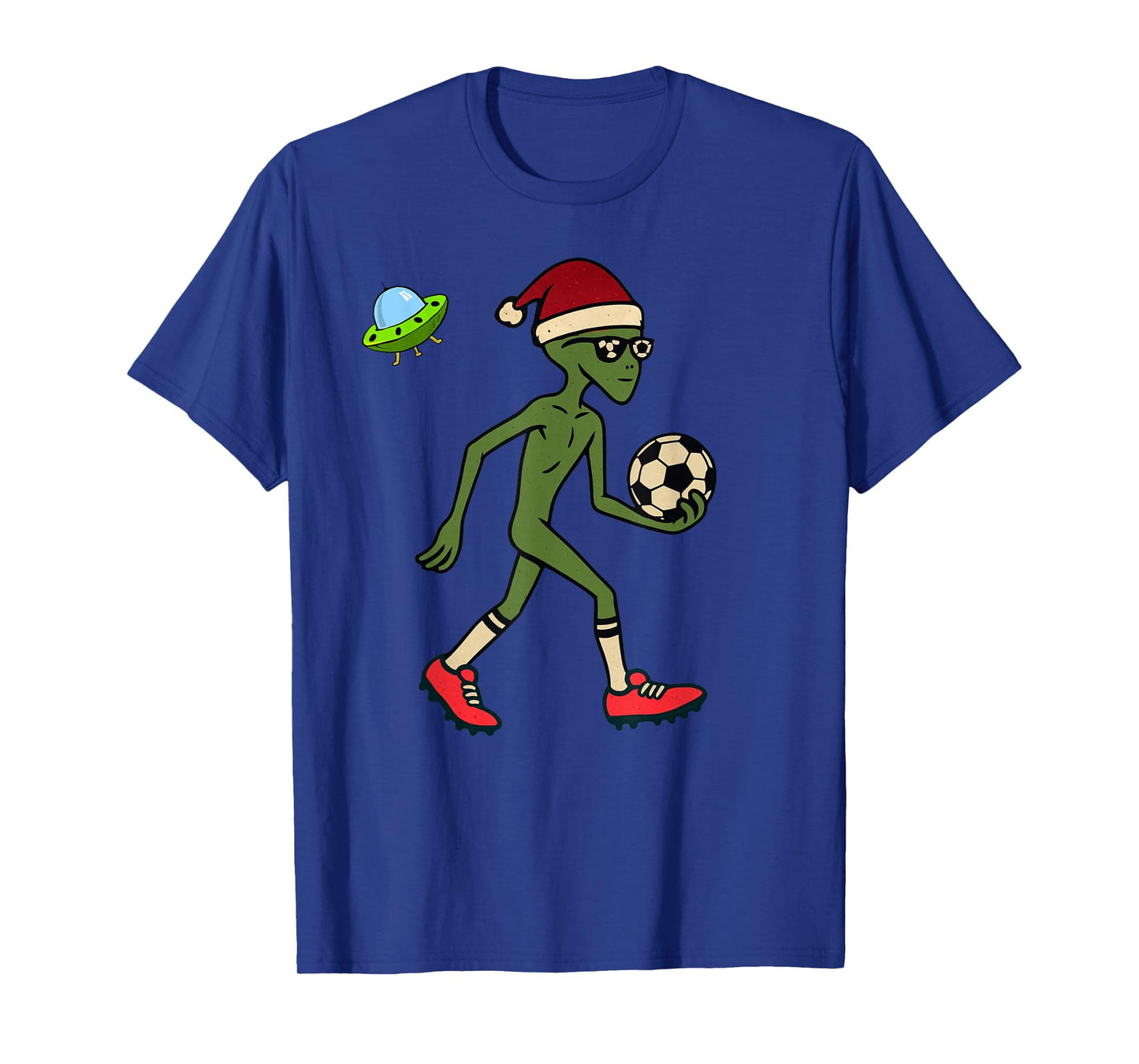 Alien Playing Soccer Christmas Vintage Funny Xmas Holiday T-Shirt