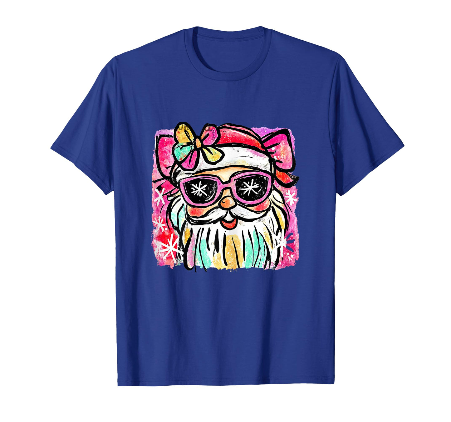Coquette Pink Glass Santa Merry Christmas Women Girl Kids T-Shirt