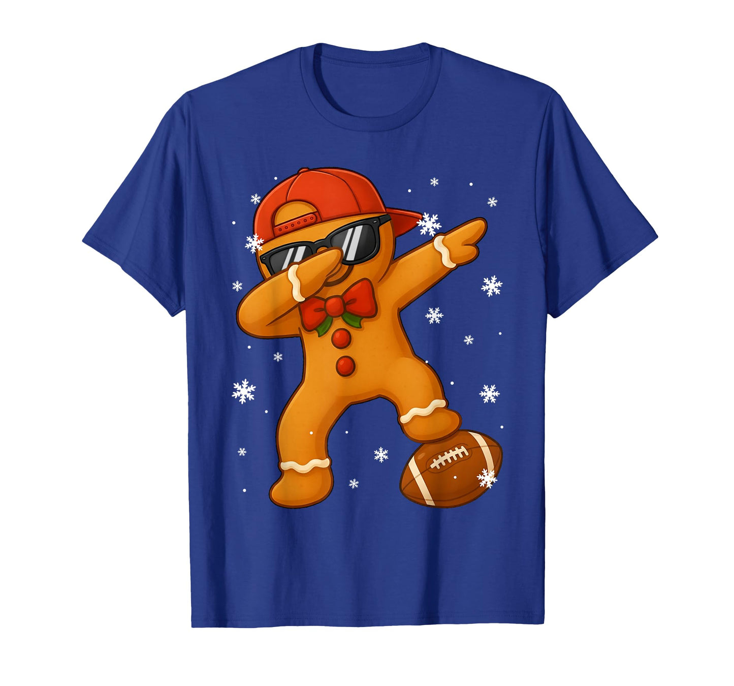 Cool Dabbing Gingerbread Football Christmas Xmas Boy Men T-Shirt