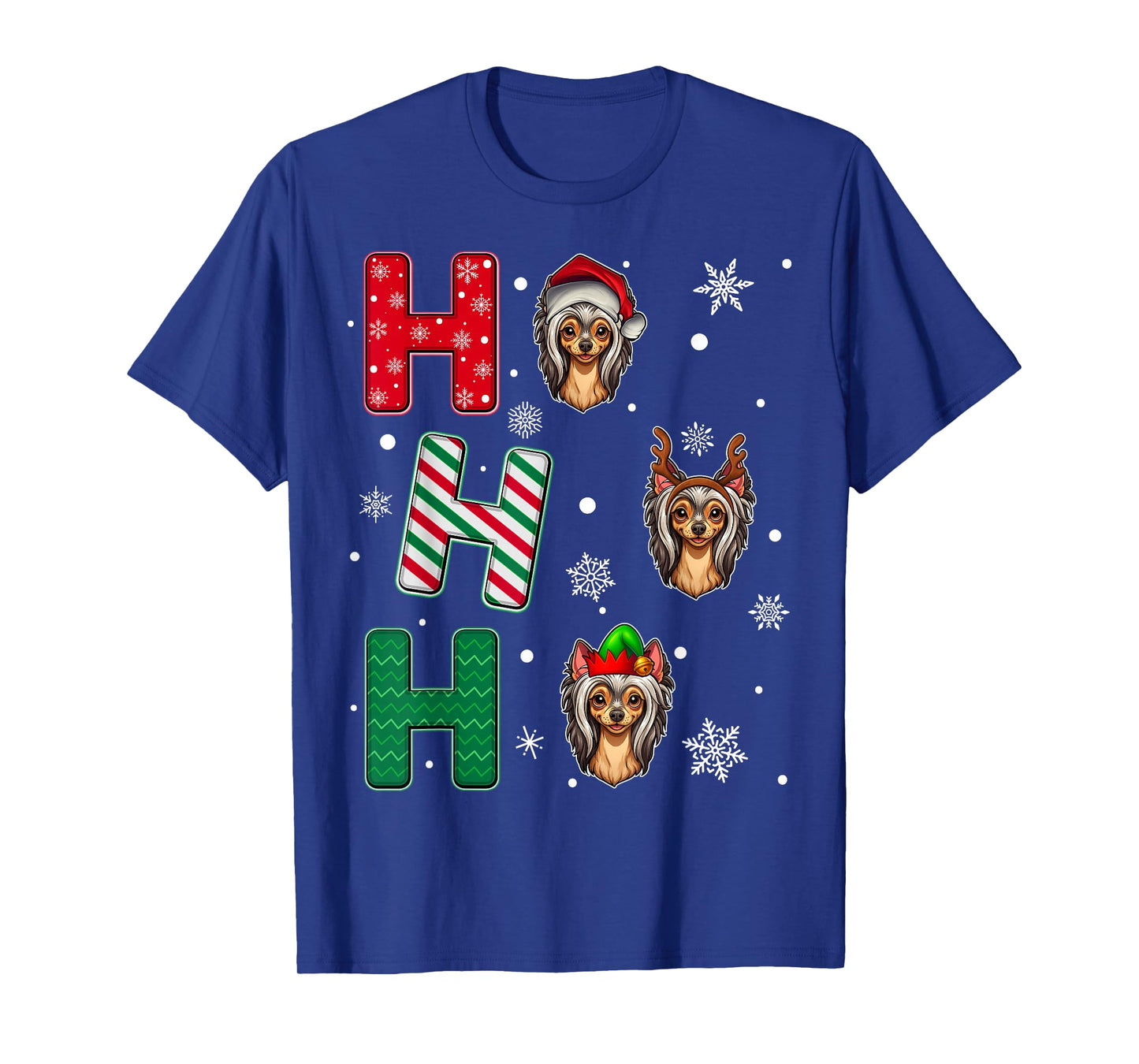 Ho Ho Ho Chinese Crested Dog Lover Christmas Santa Elf Xmas T-Shirt