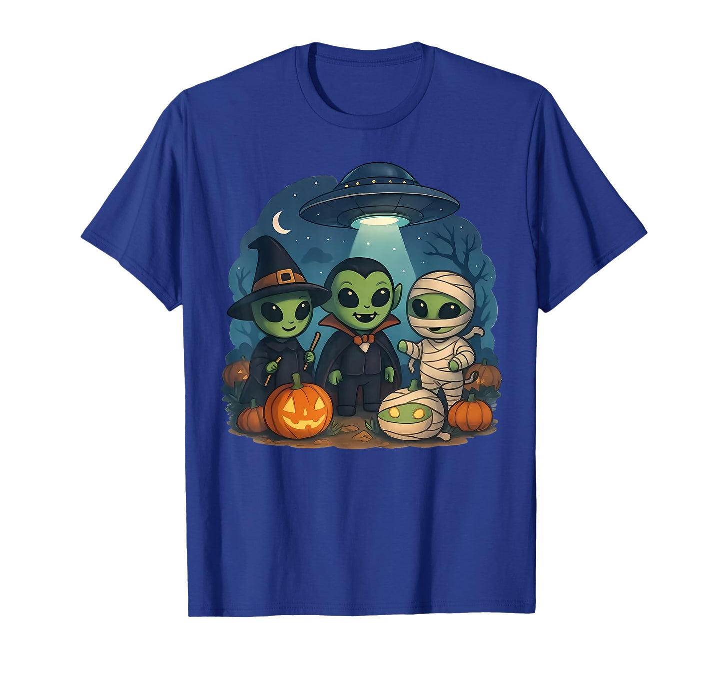 UFO Alien Spooky Pumpkin Trick Or Treat Space Halloween T-Shirt