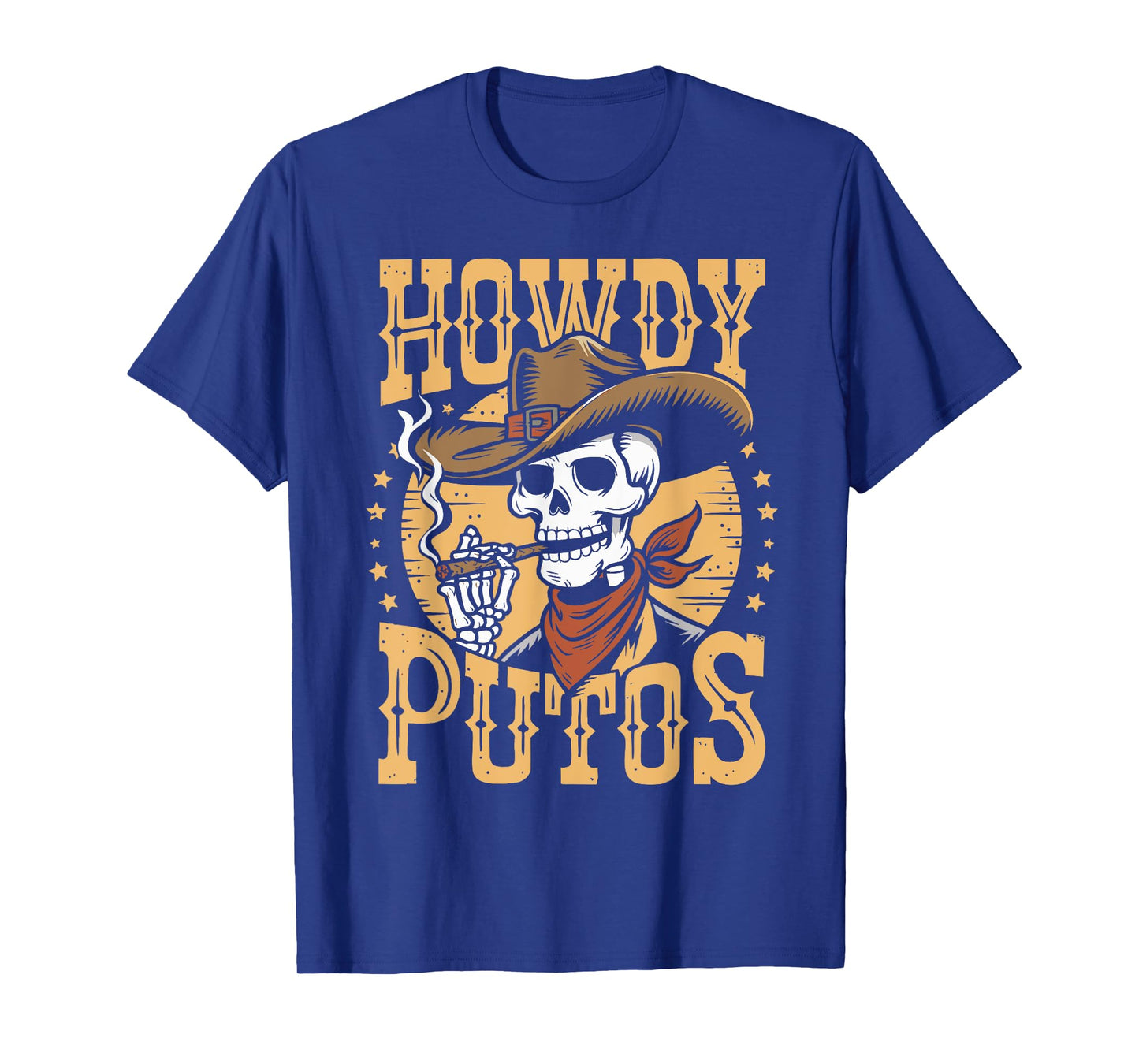 Vintage Howdy Putos Skull Cowboy Western Country Spanish T-Shirt