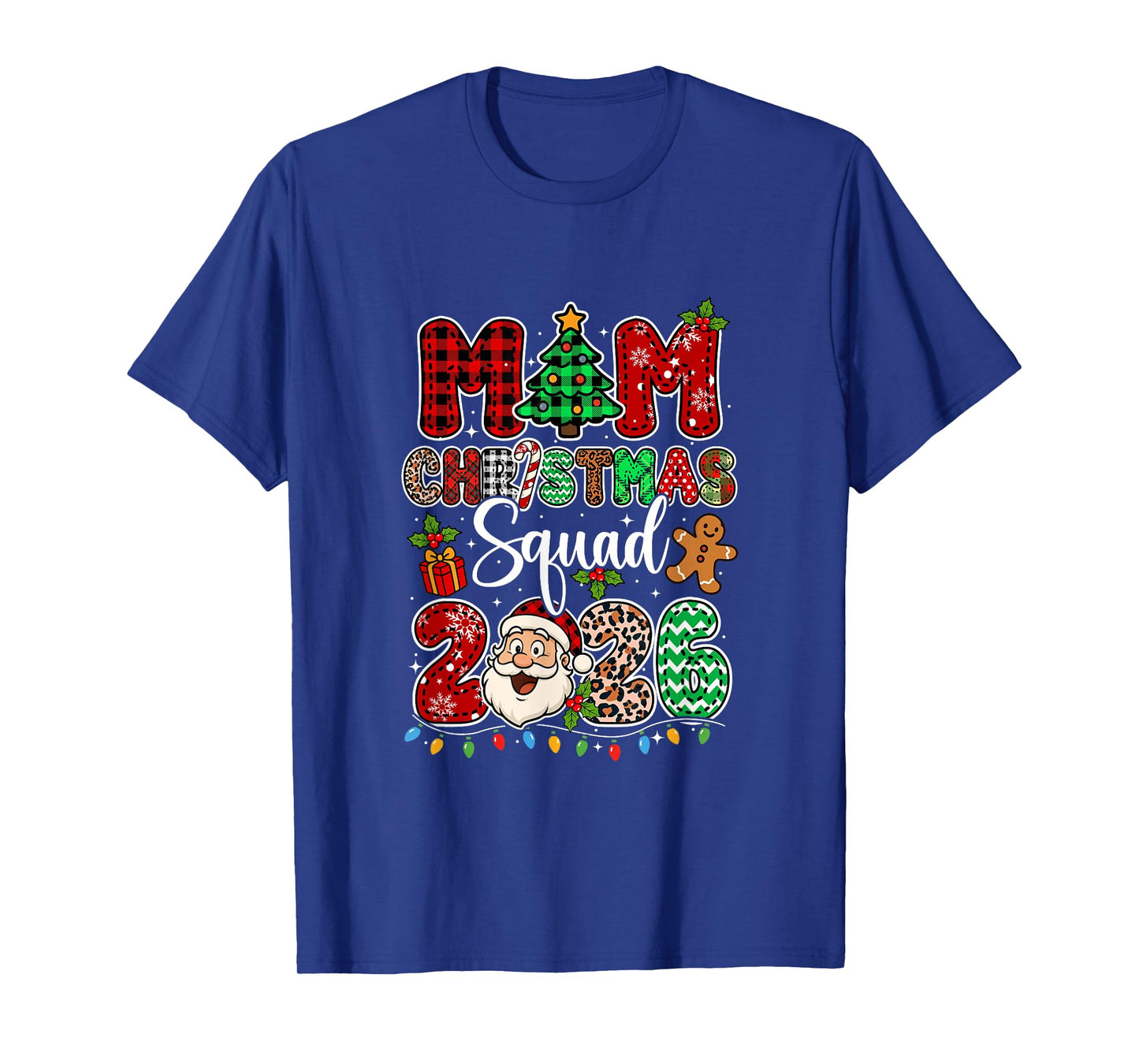 Mom Christmas Crew 2026 Leopard Funny Santa Family Group T-Shirt