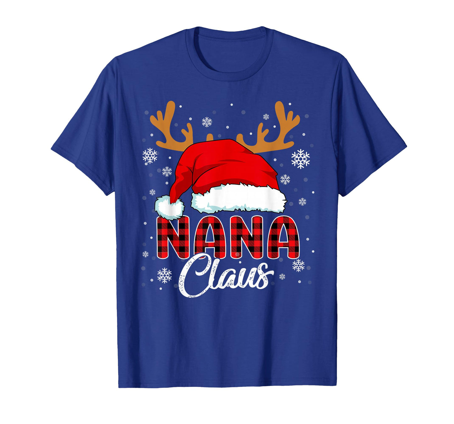 Nana Claus Santa Hat Christmas Red Plaid Matching Family T-Shirt