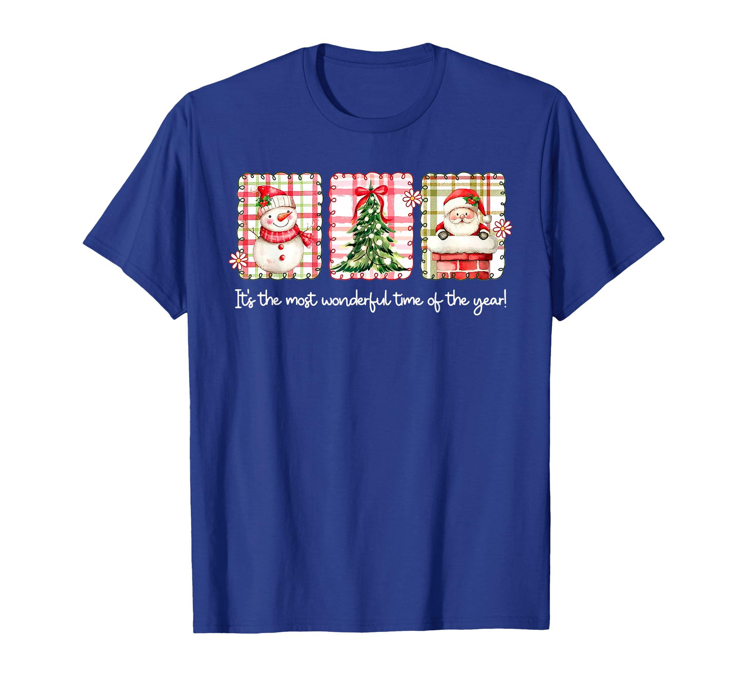 Christmas The Most Wonderful Time of The Year Plaid Snowman T-Shirt