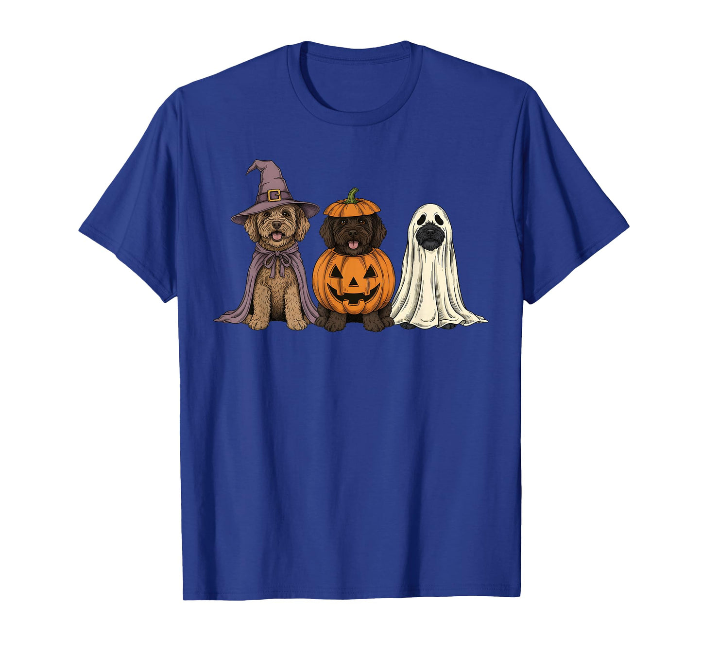Spooky Ghost Portuguese Water Dog Pumpkin Halloween T-Shirt