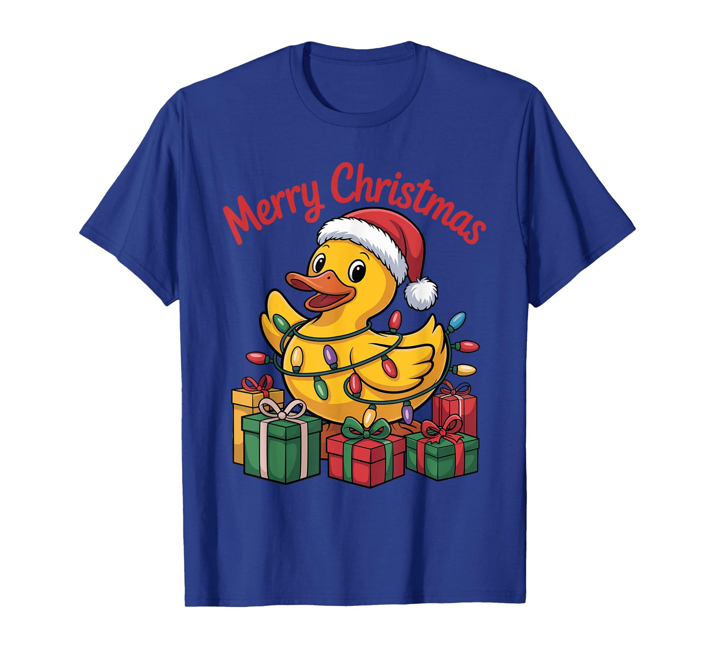 Rubber Duck Santa Hat Animals Lovers Ugly Christmas Pajamas T-Shirt