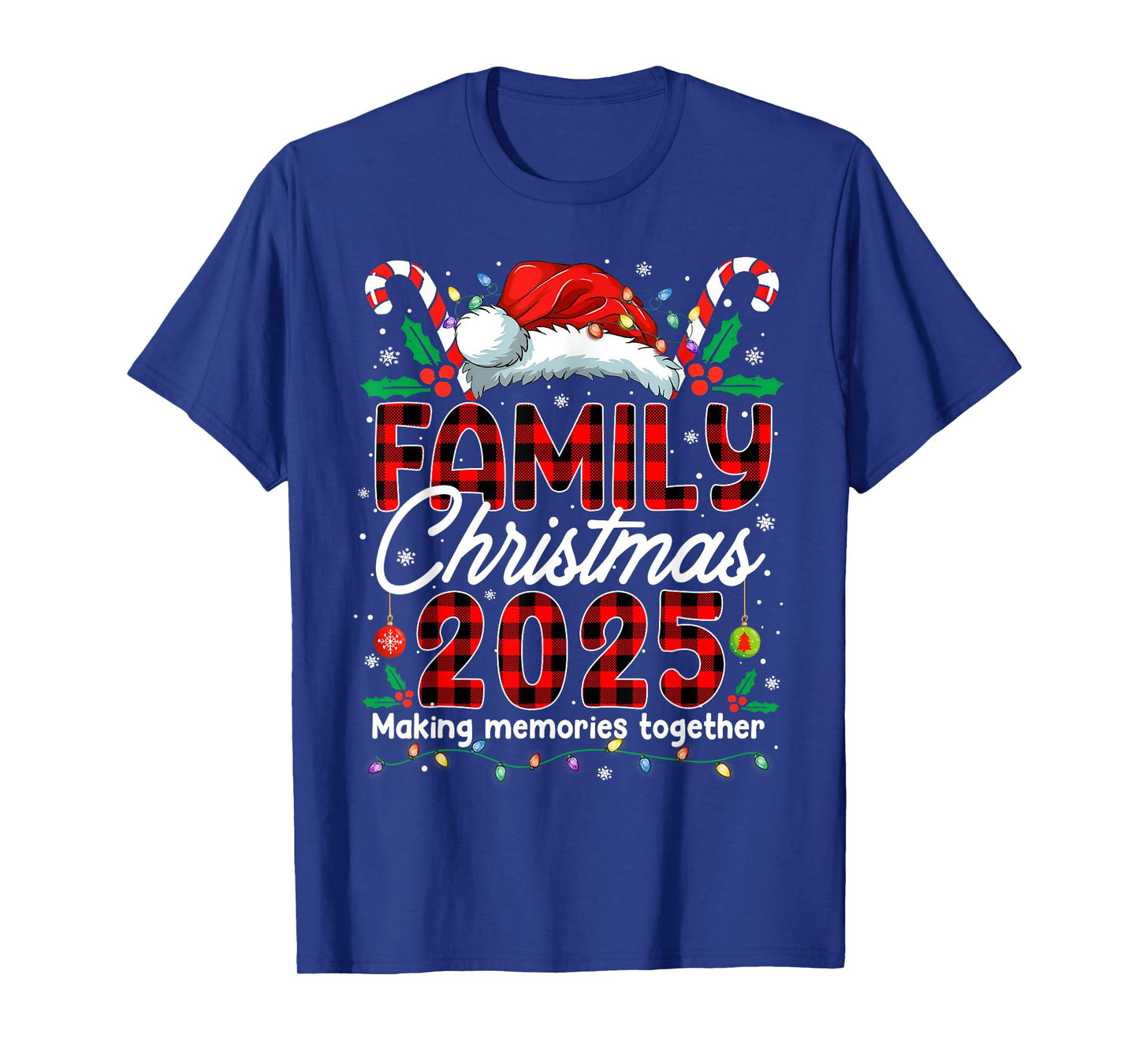 Buffalo Plaid Family Christmas 2025 Xmas Lights Santa Pajama T-Shirt