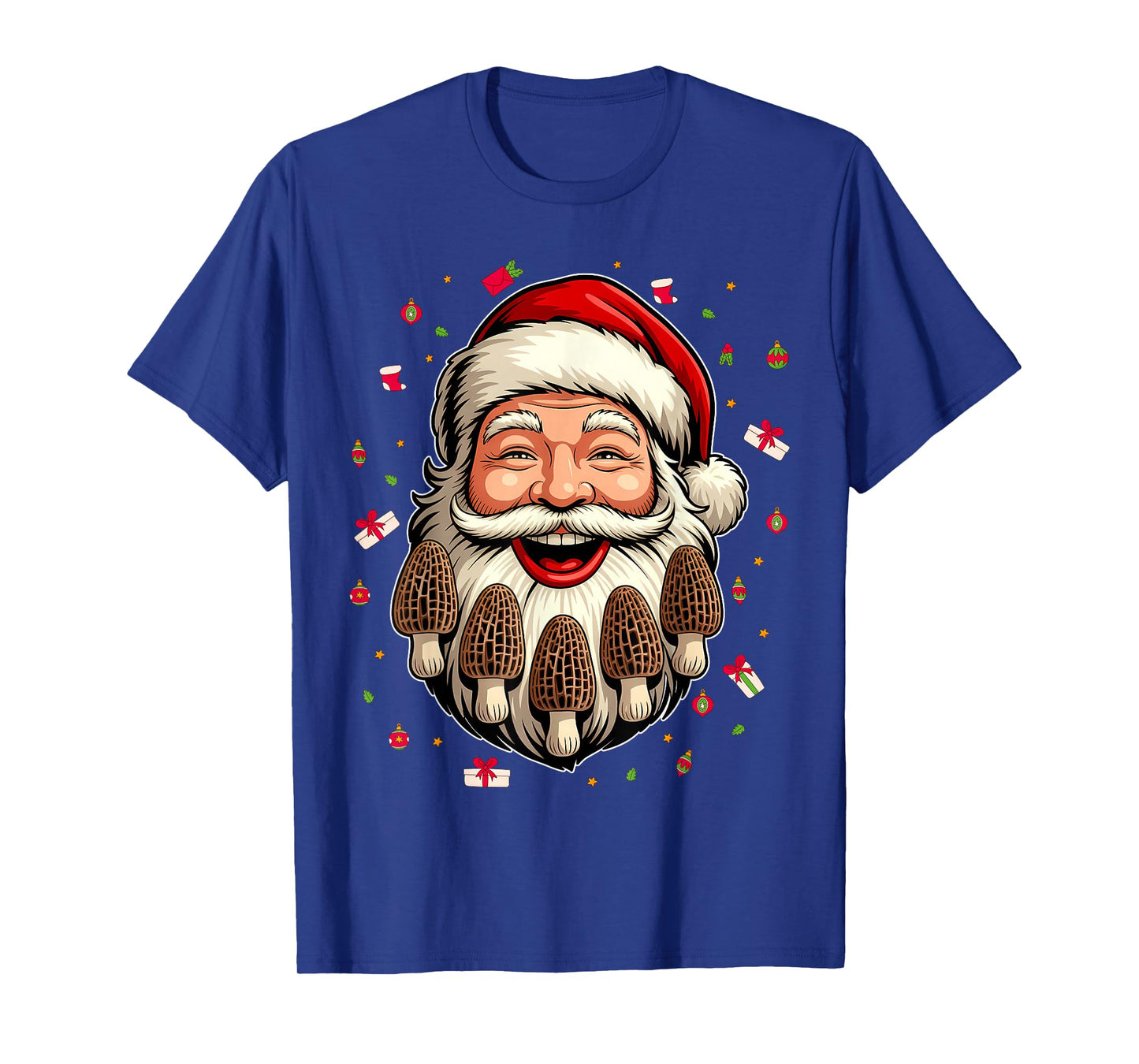Christmas Morel Mushroom Hunting Santa Claus Fungi Morels T-Shirt