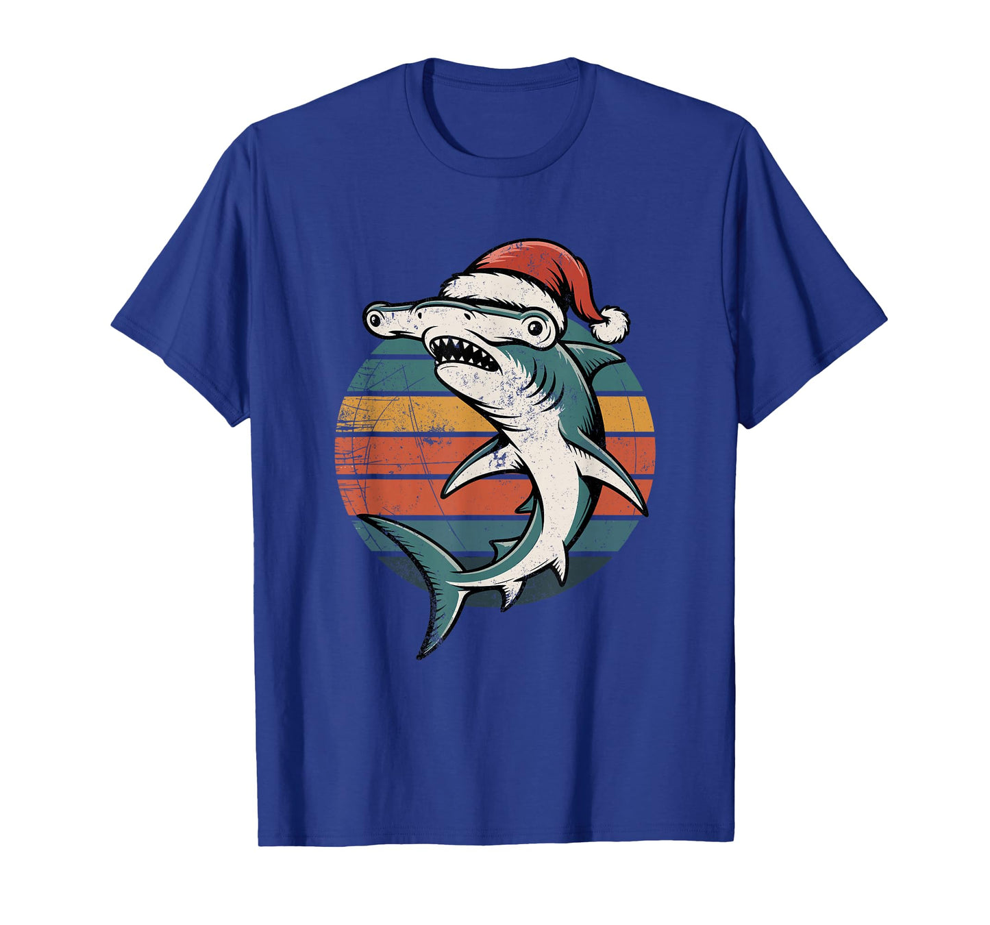 Retro Hammerhead Shark Santa Hat Christmas Vintage Holiday T-Shirt