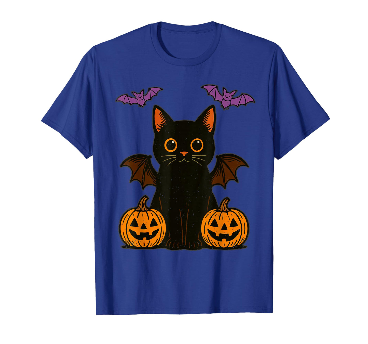 Black Cat Bat Halloween Pumpkin Kitten Lover Feline T-Shirt
