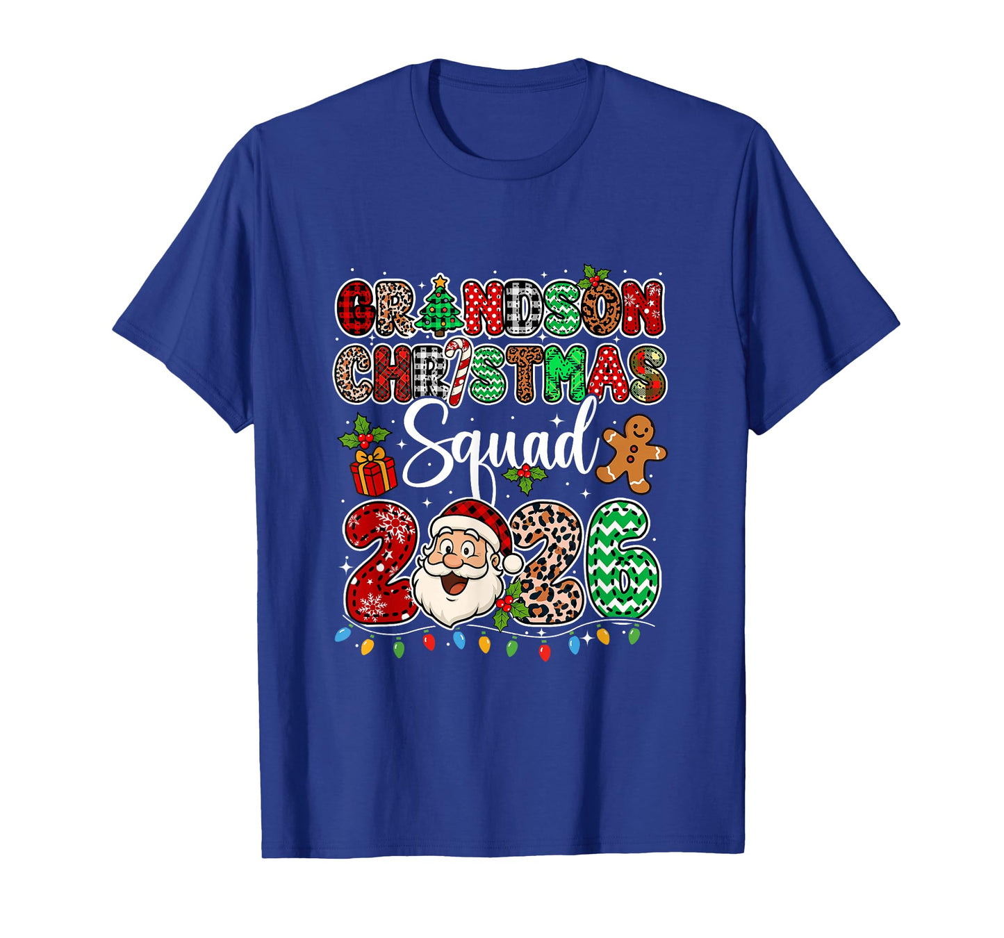 Grandson Christmas Crew 2026 Leopard Santa Family Group T-Shirt