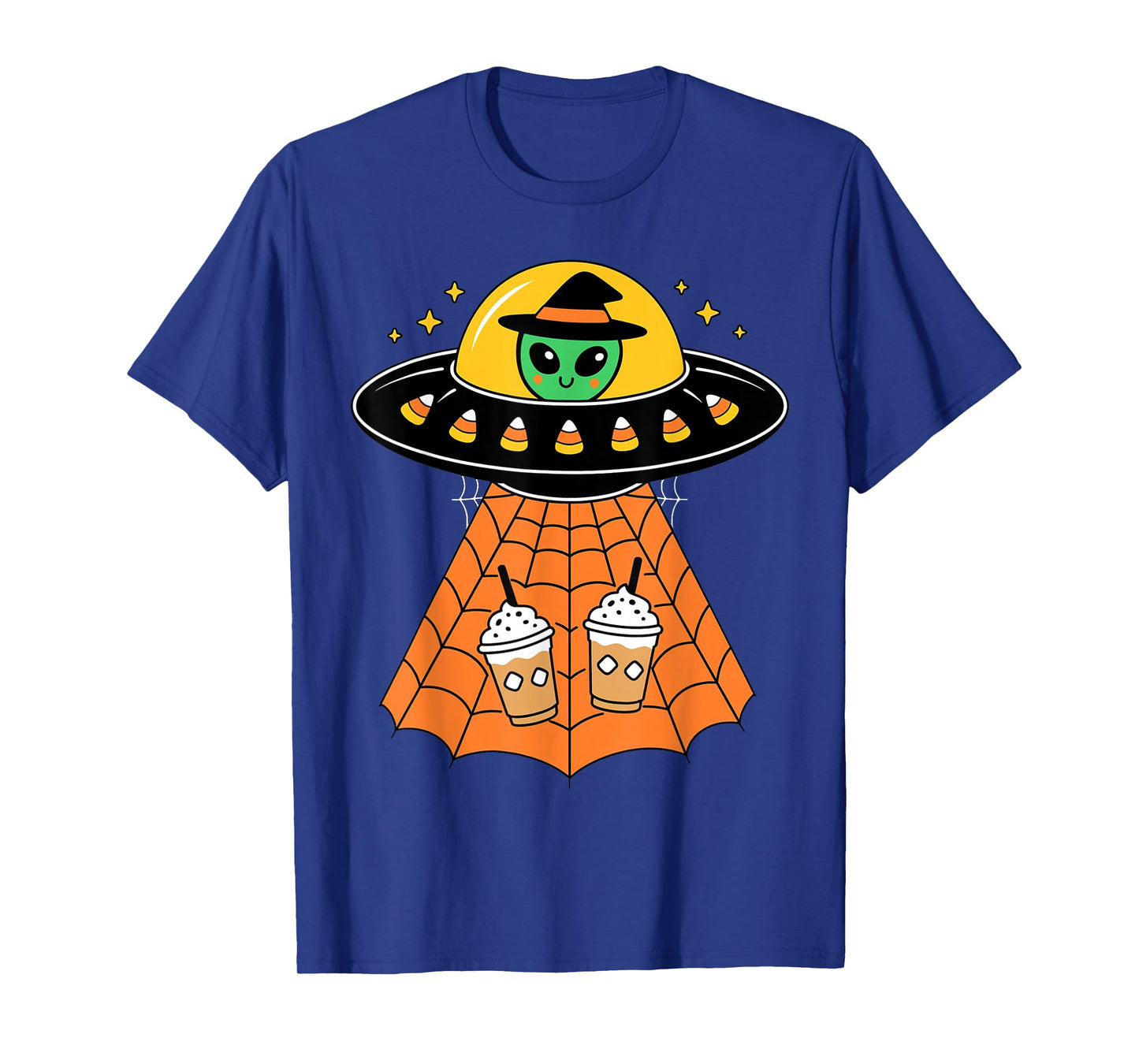 Cute Alien UFO Halloween Coffee Pumpkin Humor Costume Candy T-Shirt