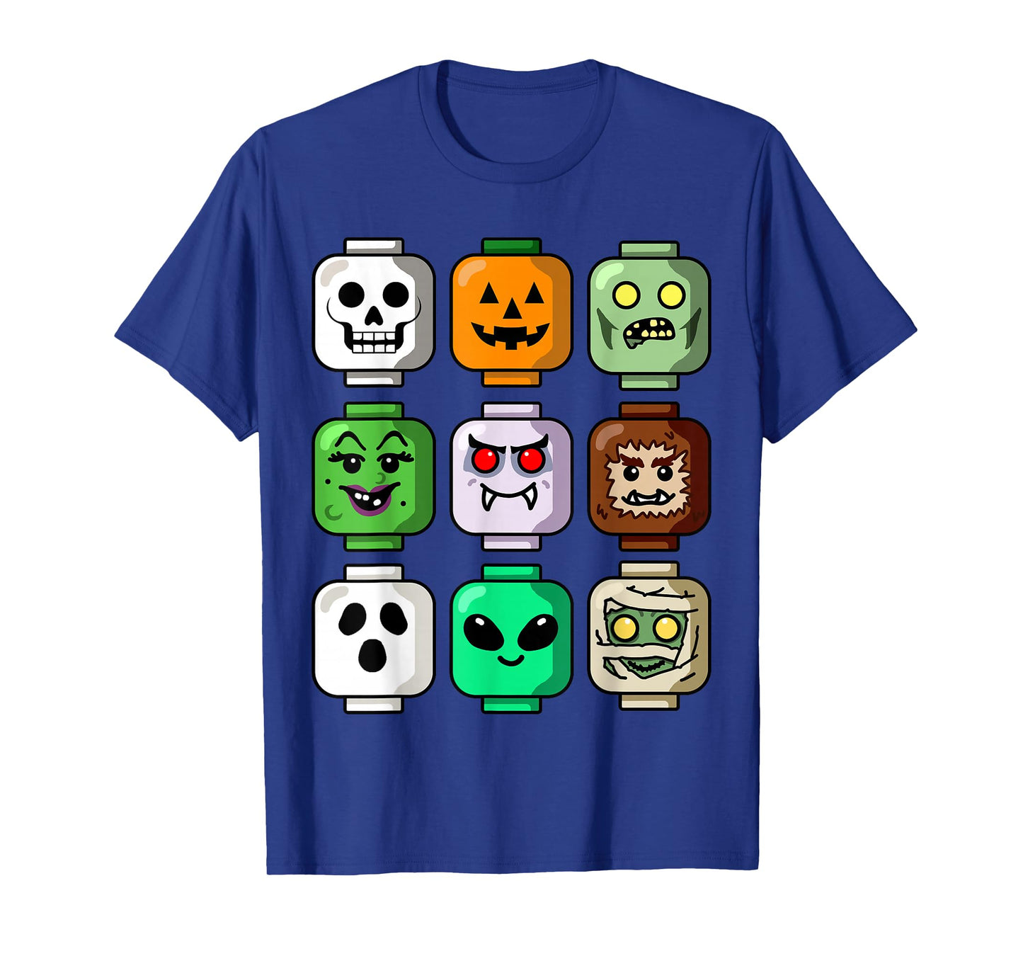 Halloween Building Brick Head Pumpkin Ghost Zombie Boys T-Shirt
