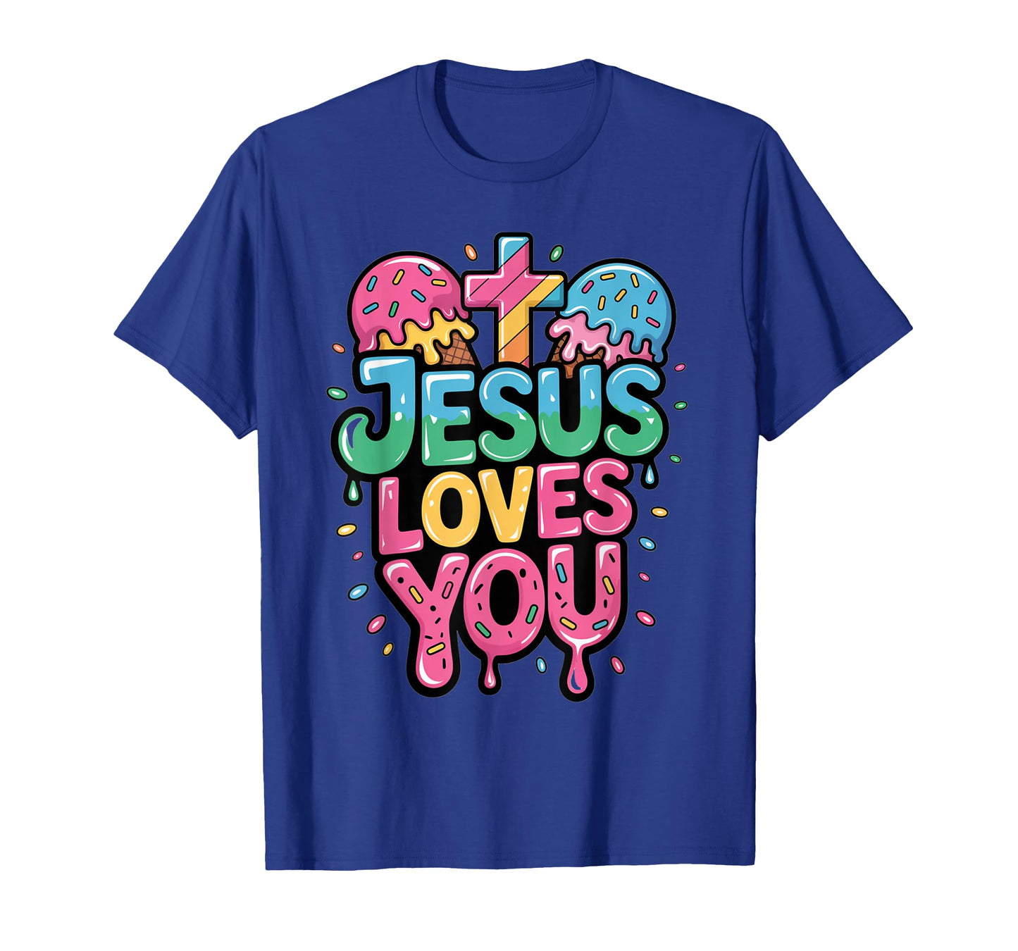 Jesus Loves You Ice Cream Christian Drip Kids Religious Boys T-Shirt