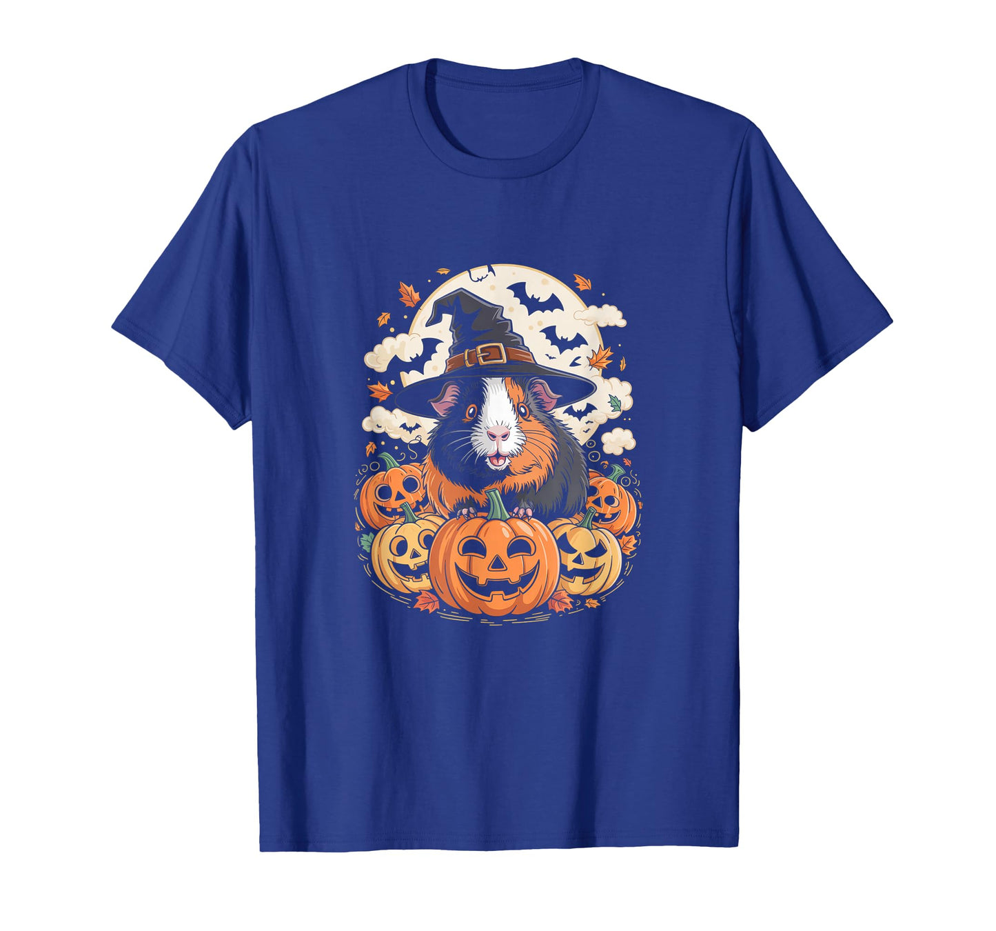 Guinea Pig Witch Hat Pumpkin Fall Spooky Bats Halloween T-Shirt