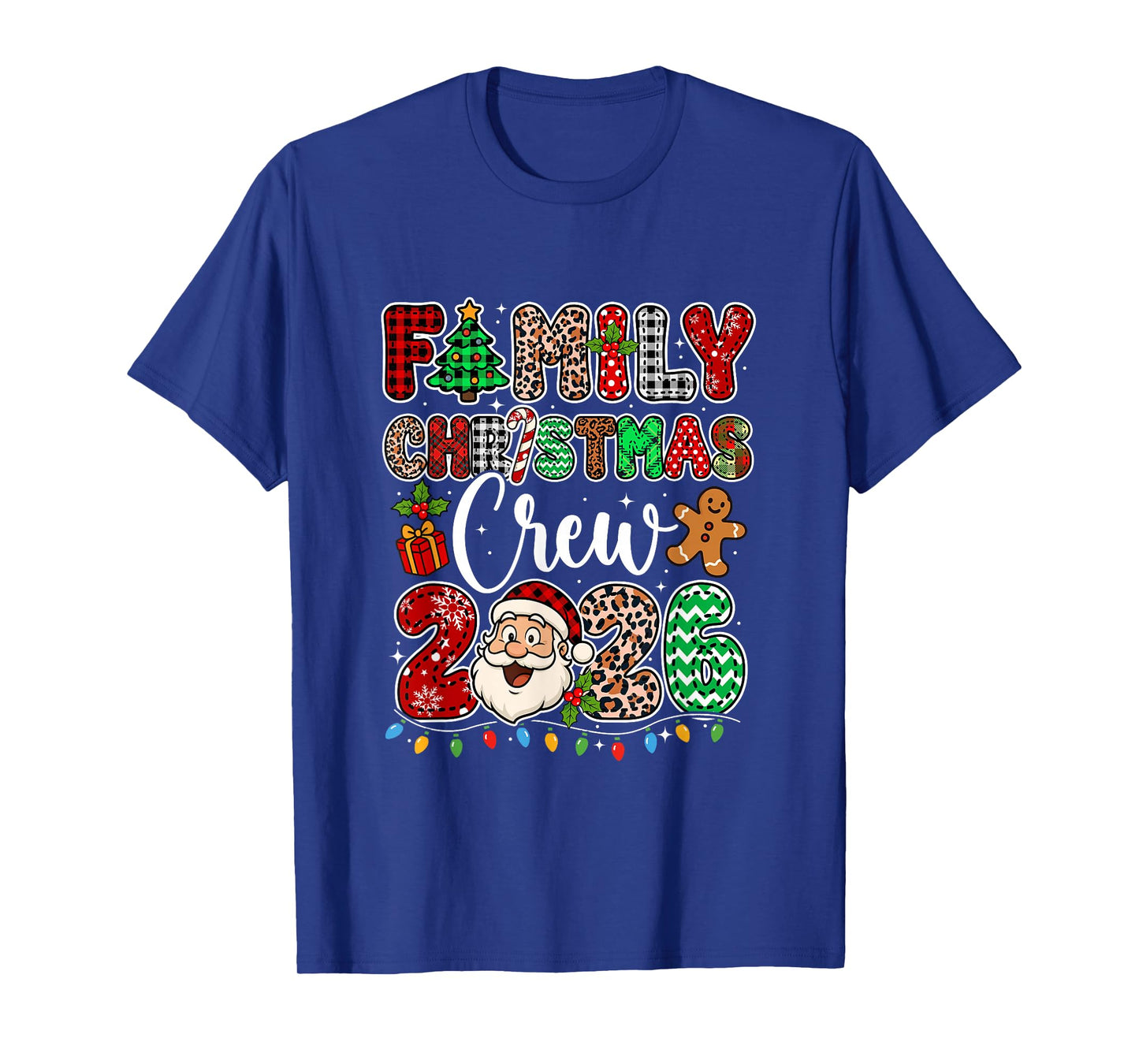 Family Christmas Crew 2026 Leopard Funny Santa Family Kids T-Shirt