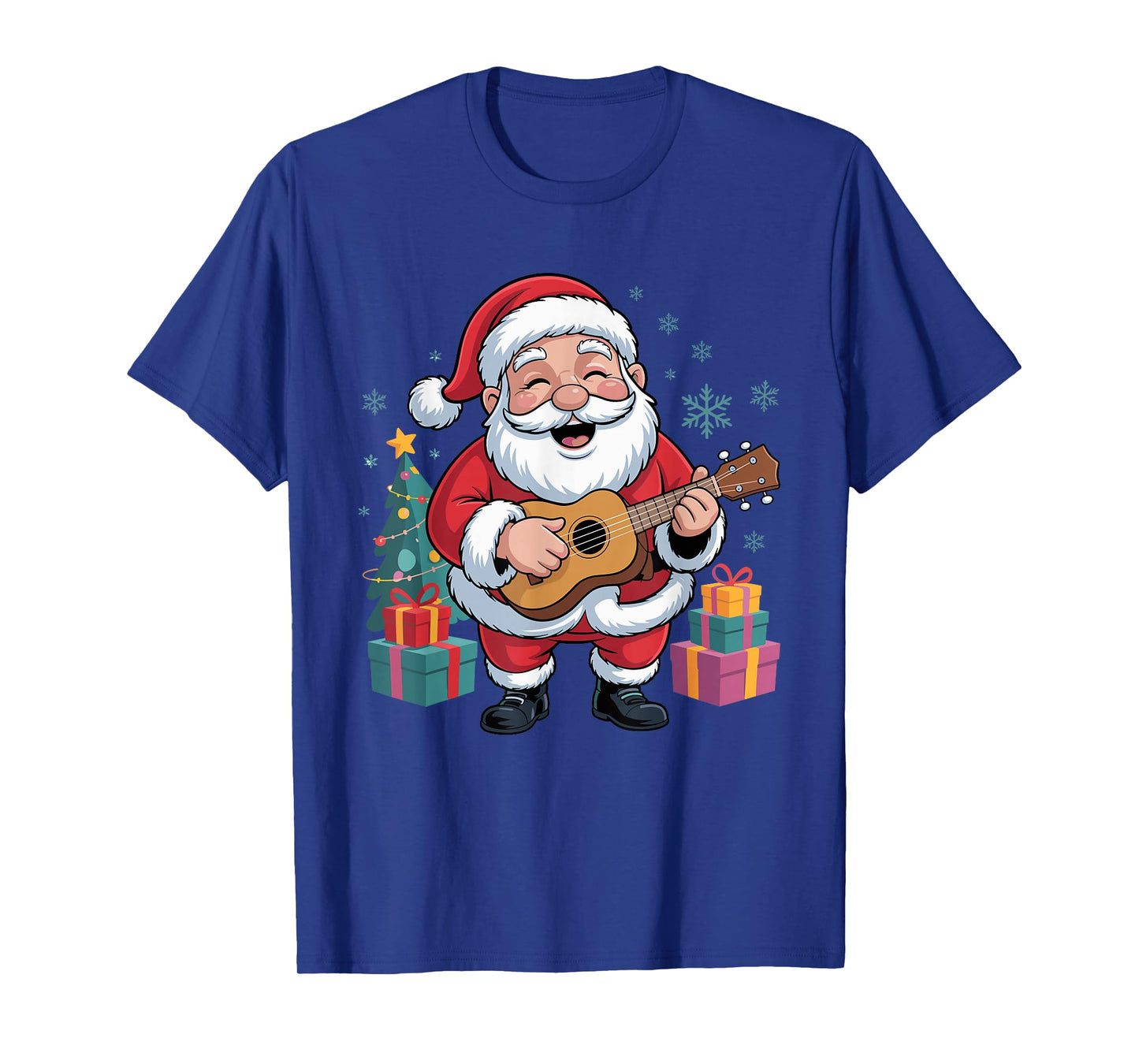 Funny Santa Christmas Design Ukulele Holiday Xmas Pajama T-Shirt