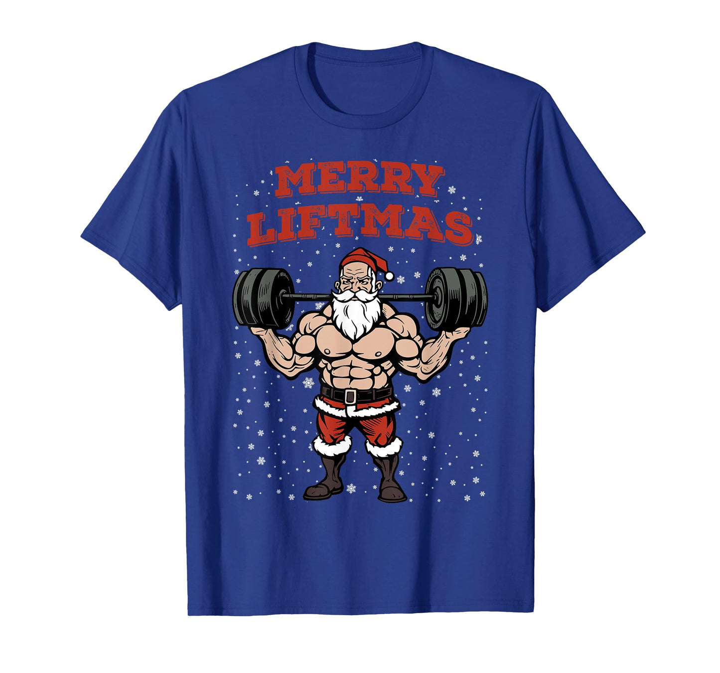 Merry Liftmas Christmas Muscular Santa Claus Gym Workout T-Shirt
