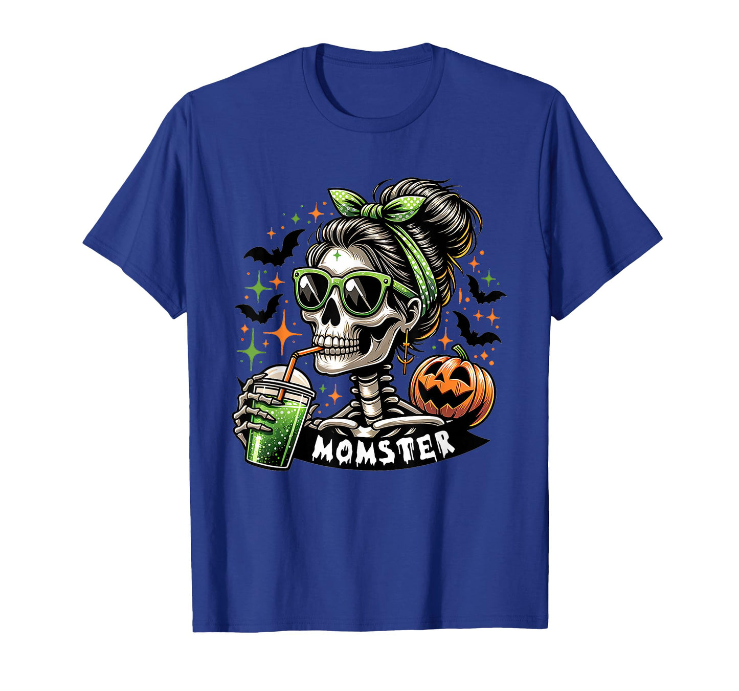 Momster Messy Bun Halloween Mom Leopard Halloween Costume T-Shirt