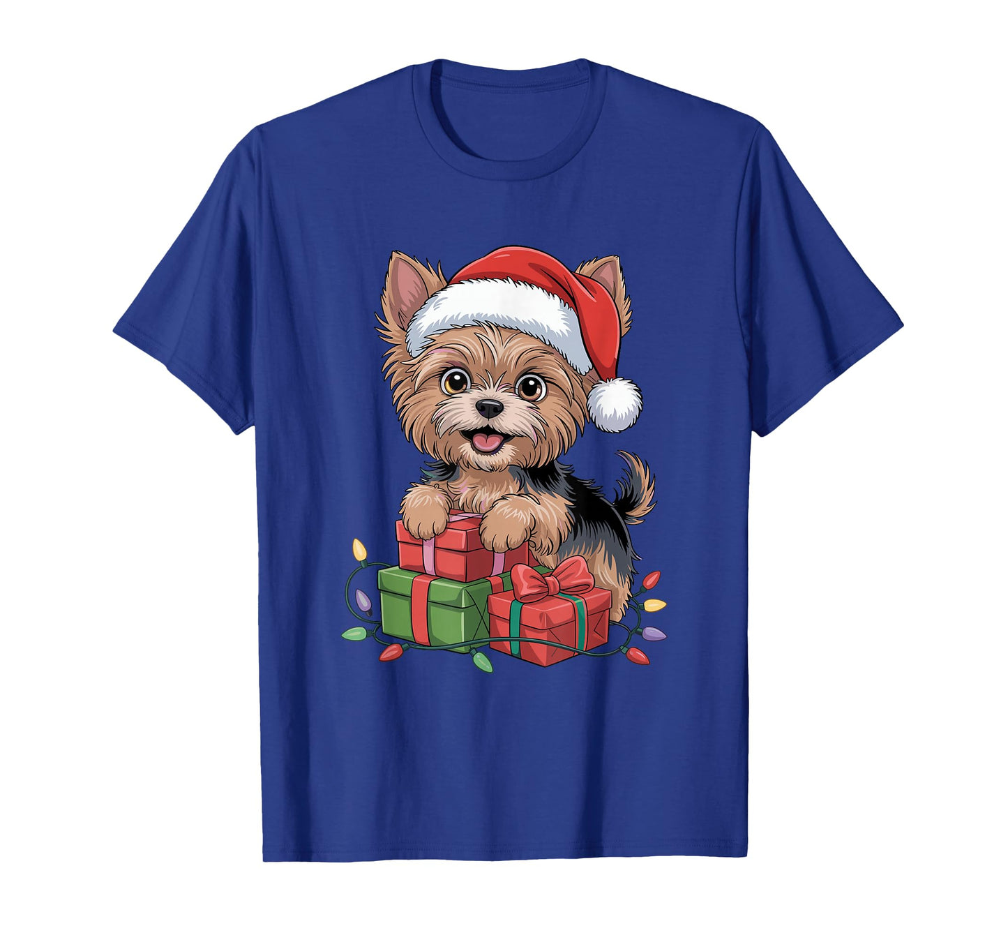 Cute Yorkshire Terrier Santa Hat Christmas Yorkie Dog Lover T-Shirt