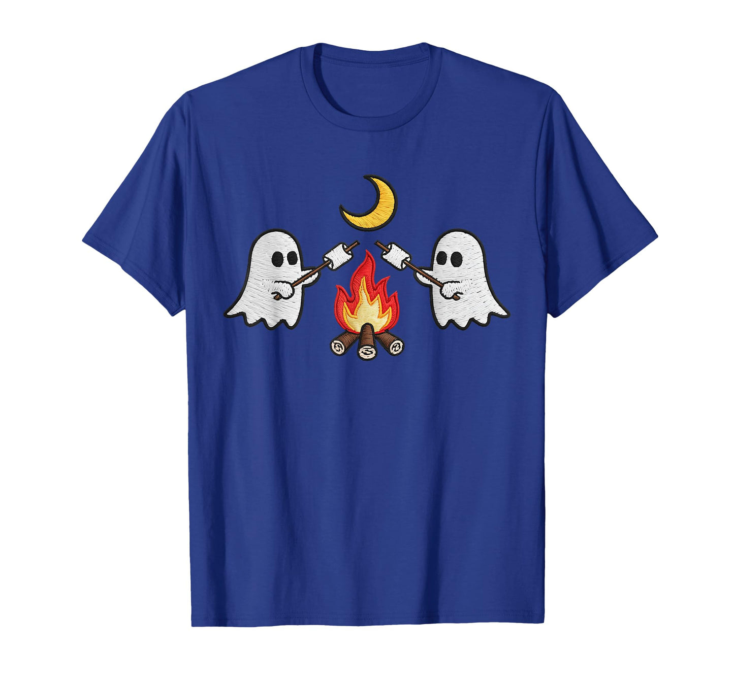 Ghost Campfire Kids Boys Embroidered Halloween Spooky Season T-Shirt