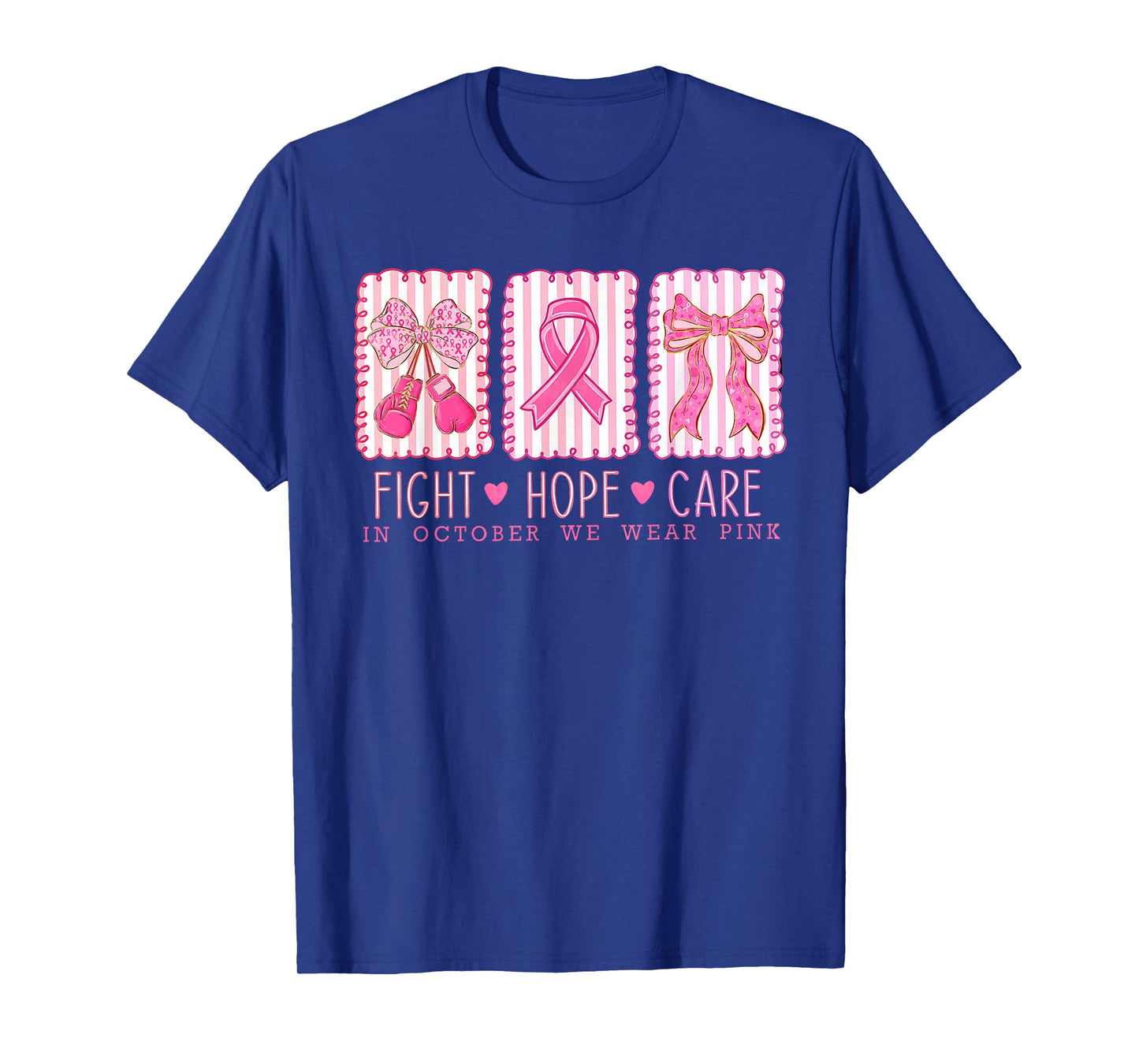 in October We Wear Pink Coquette Bow Breast Cancer Awareness T-Shirt