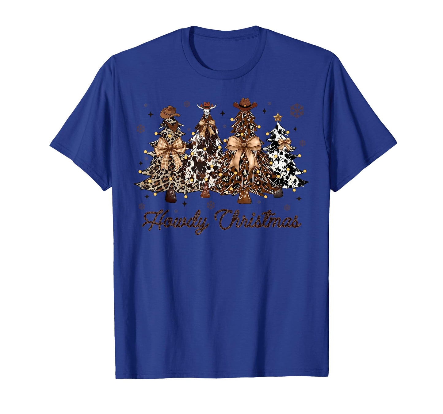 Howdy Christmas Western Cowboy Farm Christmas Trees Bow Xmas T-Shirt