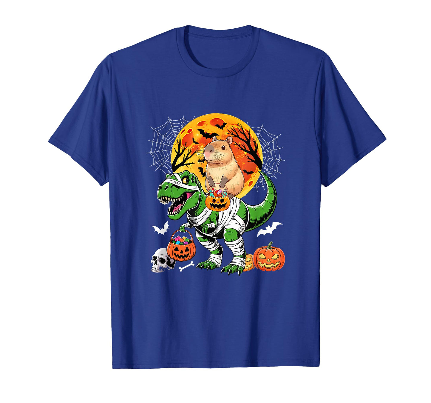 Capybara Riding T-Rex Cosplay Mummy Halloween Costume Kids T-Shirt