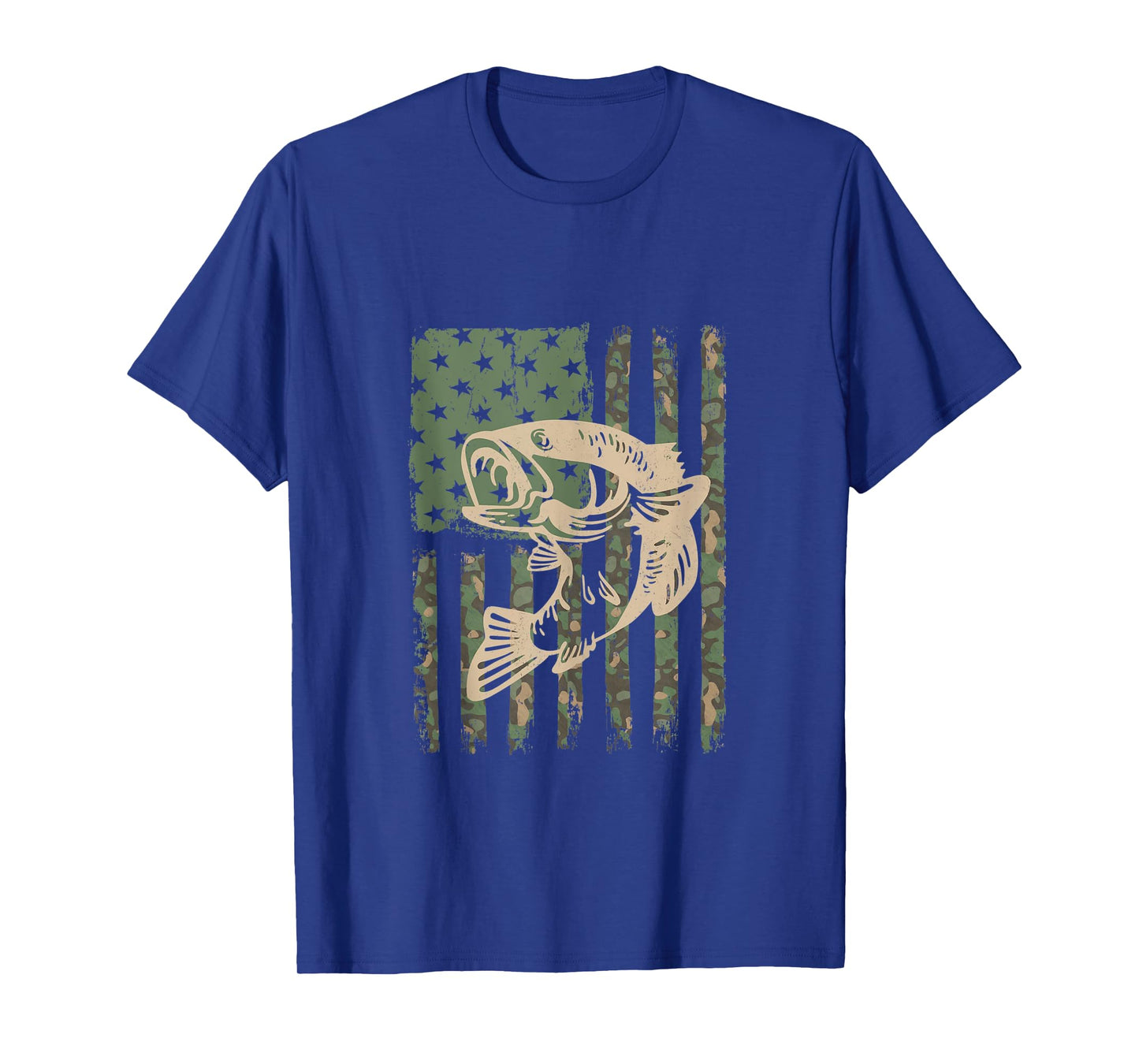 Camouflage USA Flag Big Mouth Bass Fishing Tank Top
