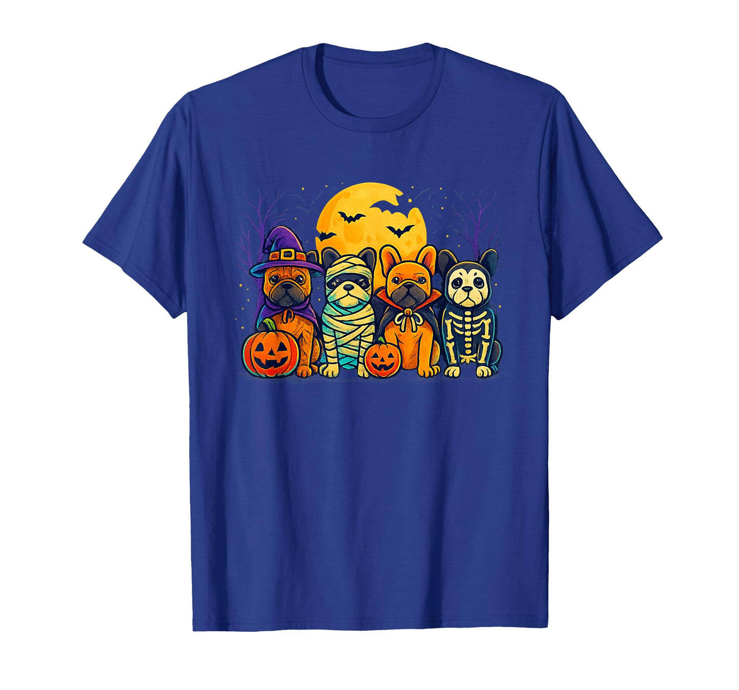 French Bulldog Ghost Witch Pumpkins Halloween Dog Costume T-Shirt