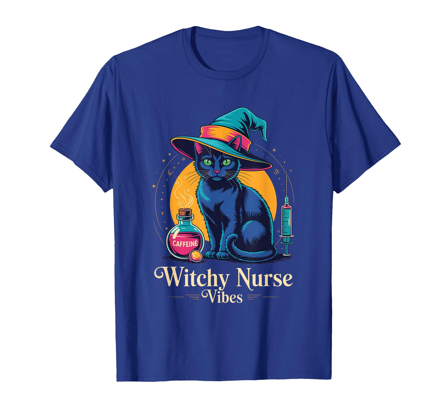 Witchy Nurse Vibes Black Cat Halloween | Magical Cat Mom T-Shirt