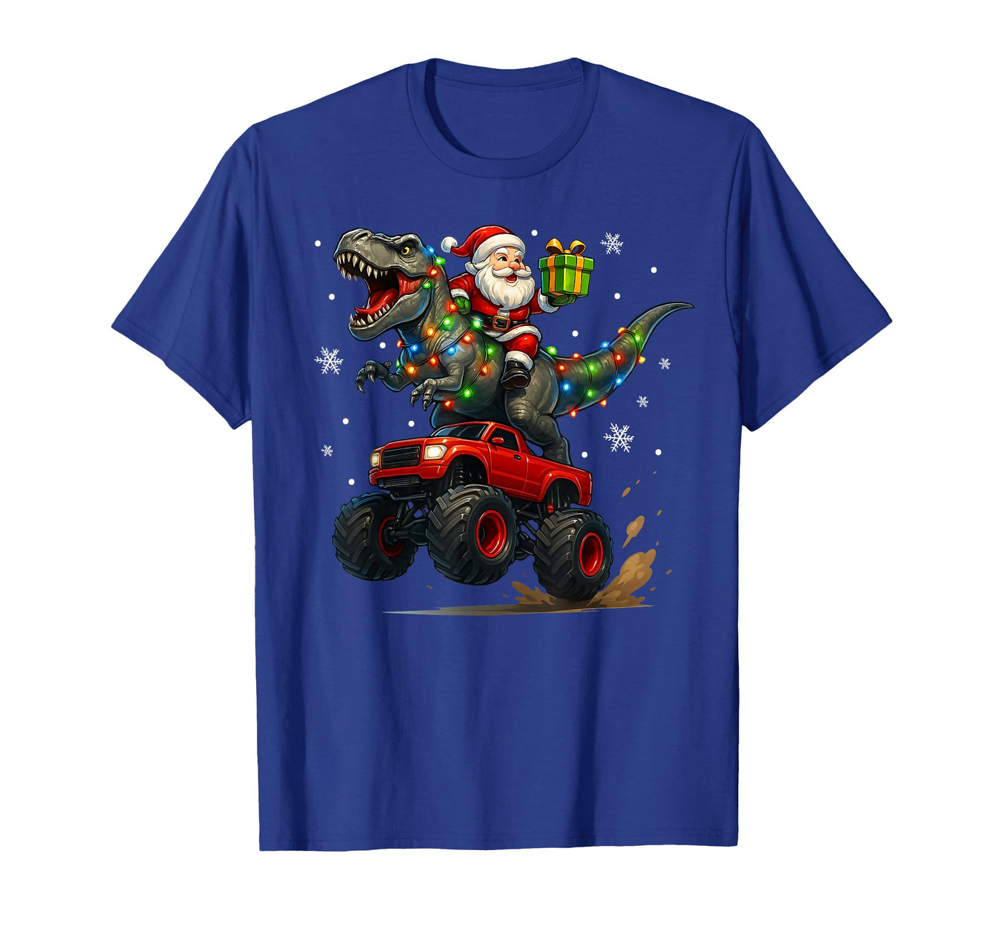 Dinosaur Christmas Santa Boys Men Girls Xmas T-Shirt