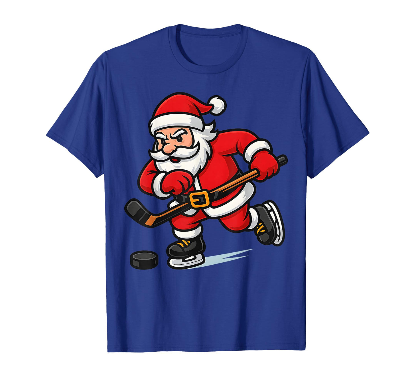 Santa Ice Hockey Christmas Graphic T-Shirt