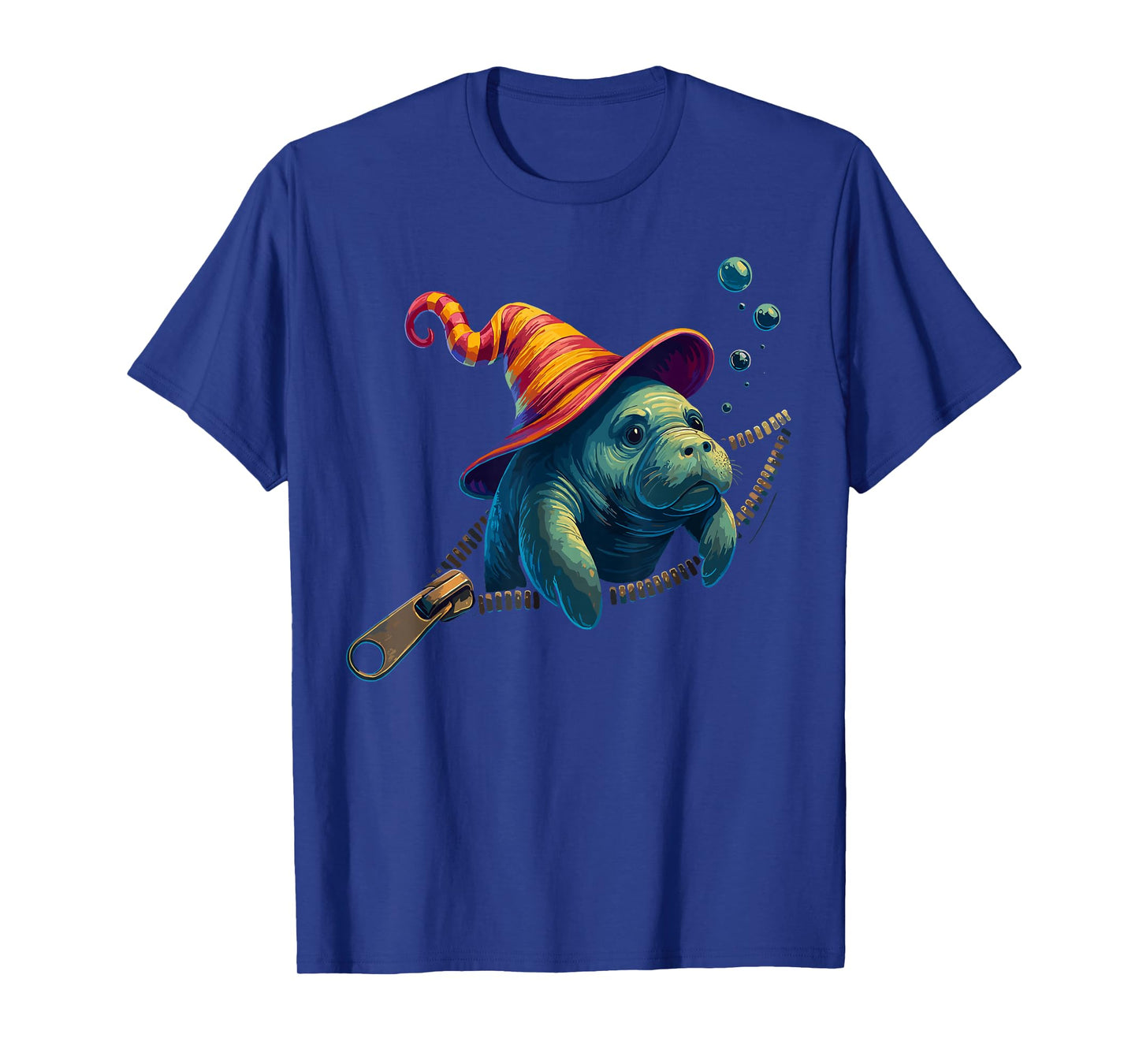 Manatee Halloween Shirt for Kids, Manatee Witch Hat Zipper T-Shirt