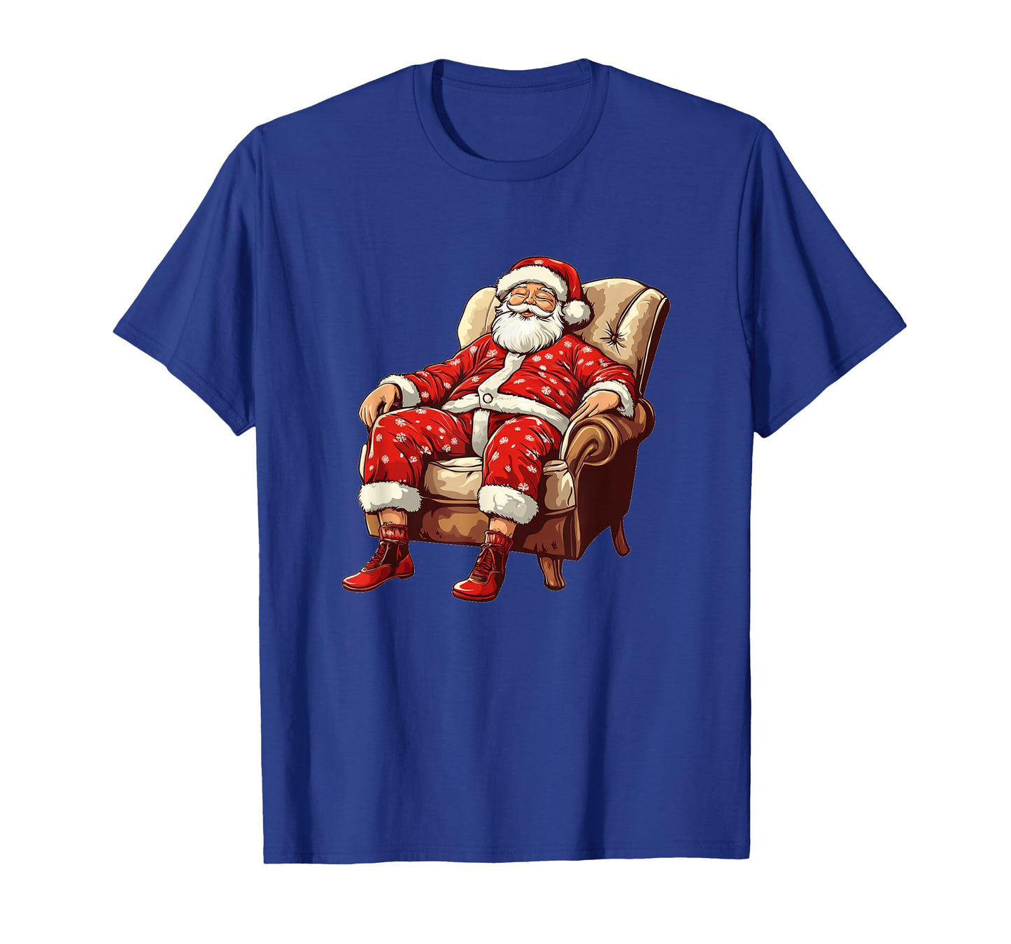 Cool Santa Claus in Chair and Pajama Outfit T-Shirt