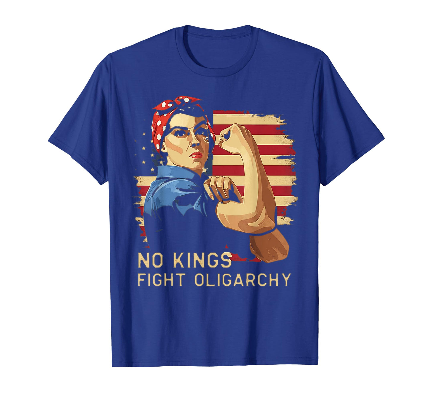 Vintage No Kings Fight Oligarchy America Flag Women Girls T-Shirt