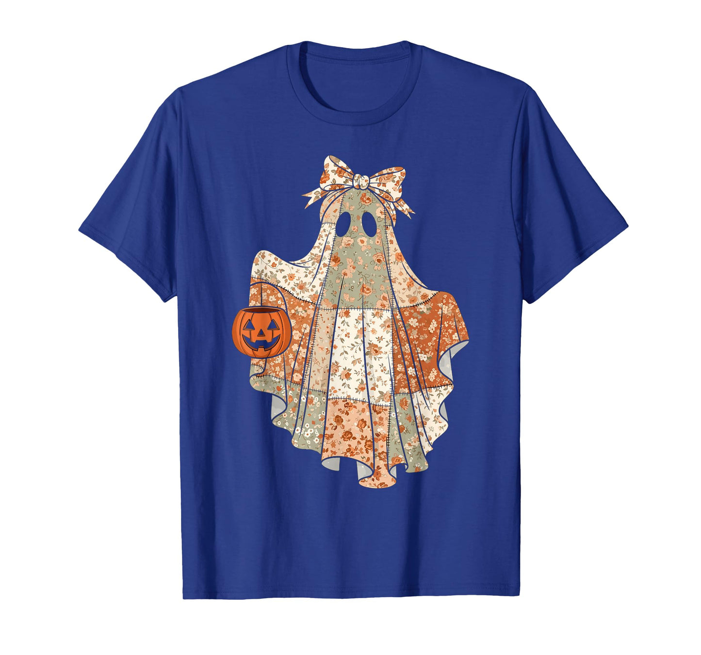 Vintage Floral Ghost Patchwork Cute Halloween T-Shirt