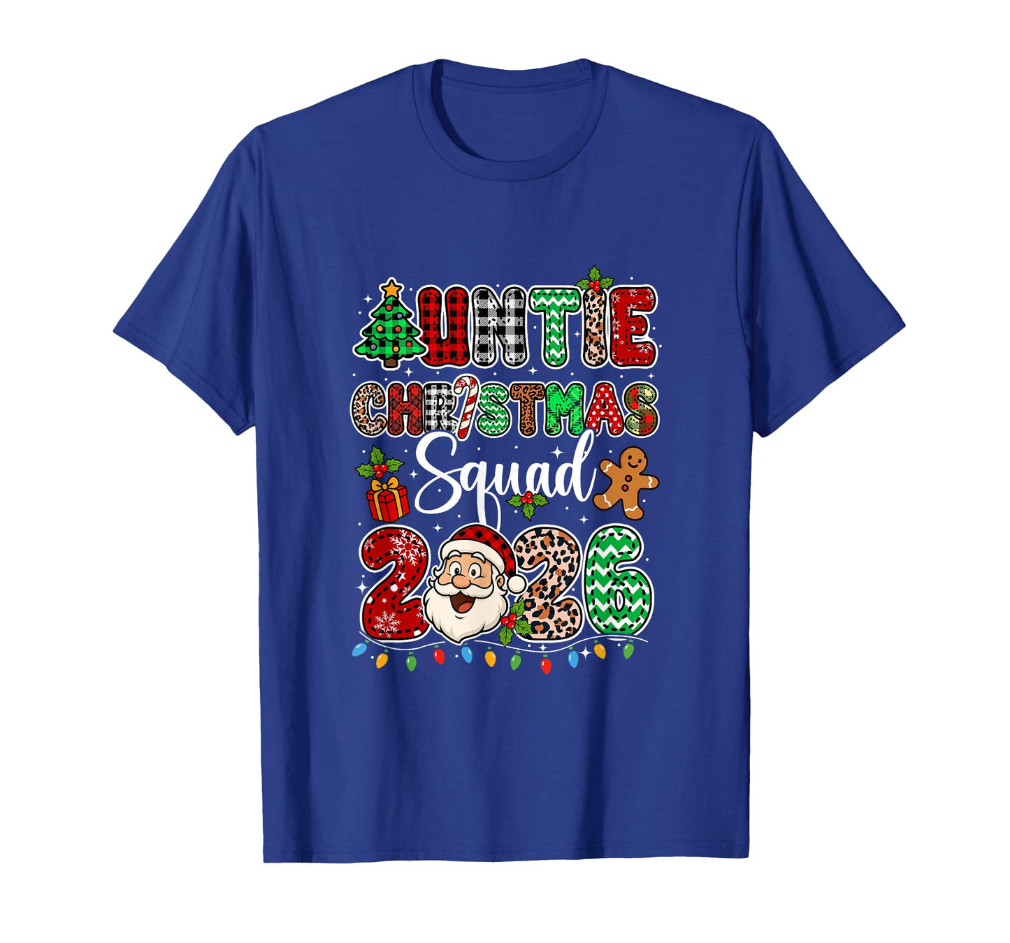 Auntie Christmas Crew 2026 Leopard Funny Santa Family Group T-Shirt