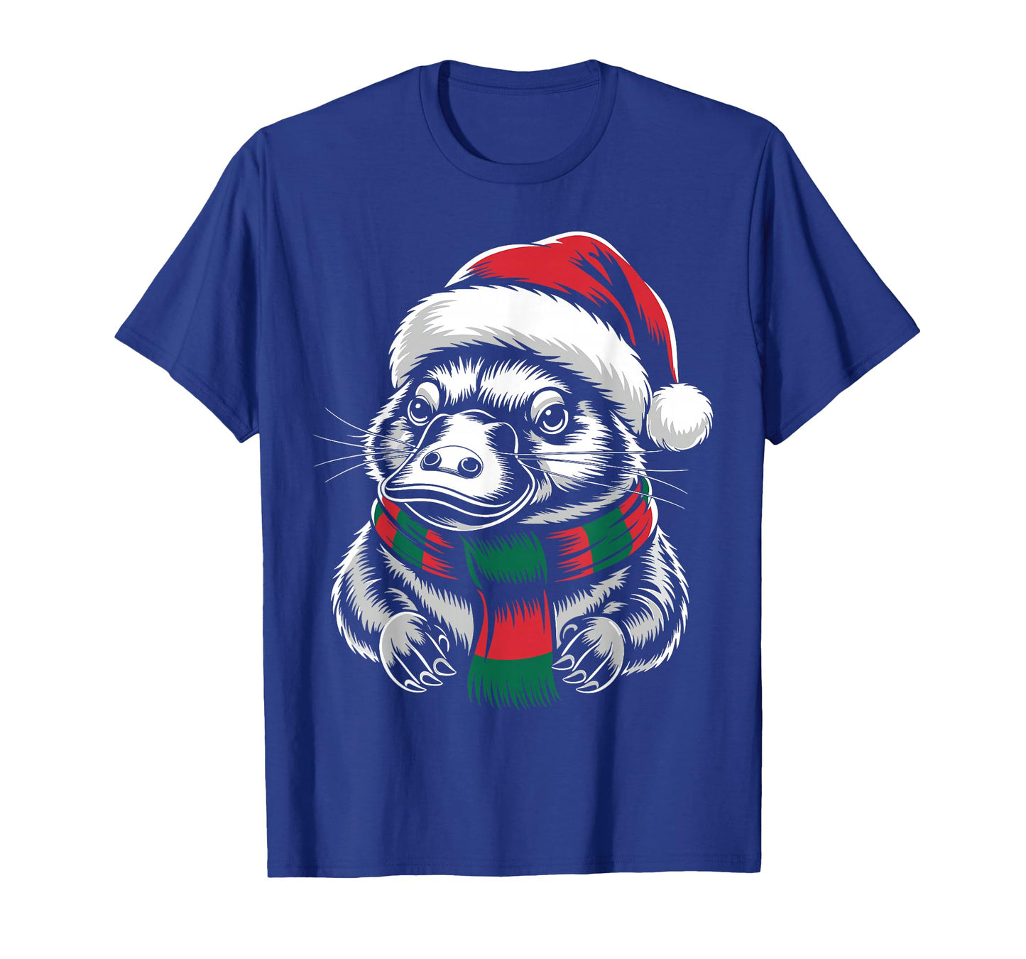 Platypus Xmas Santa Hat Scarf Christmas Costume T-Shirt