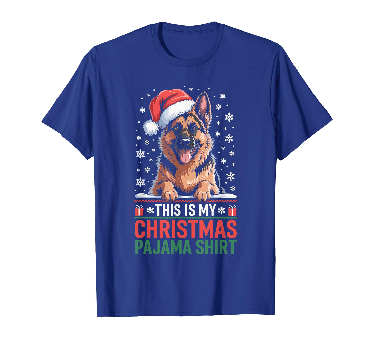 German Shepherd Santa Hat Ugly Christmas Sweater Dog T-Shirt