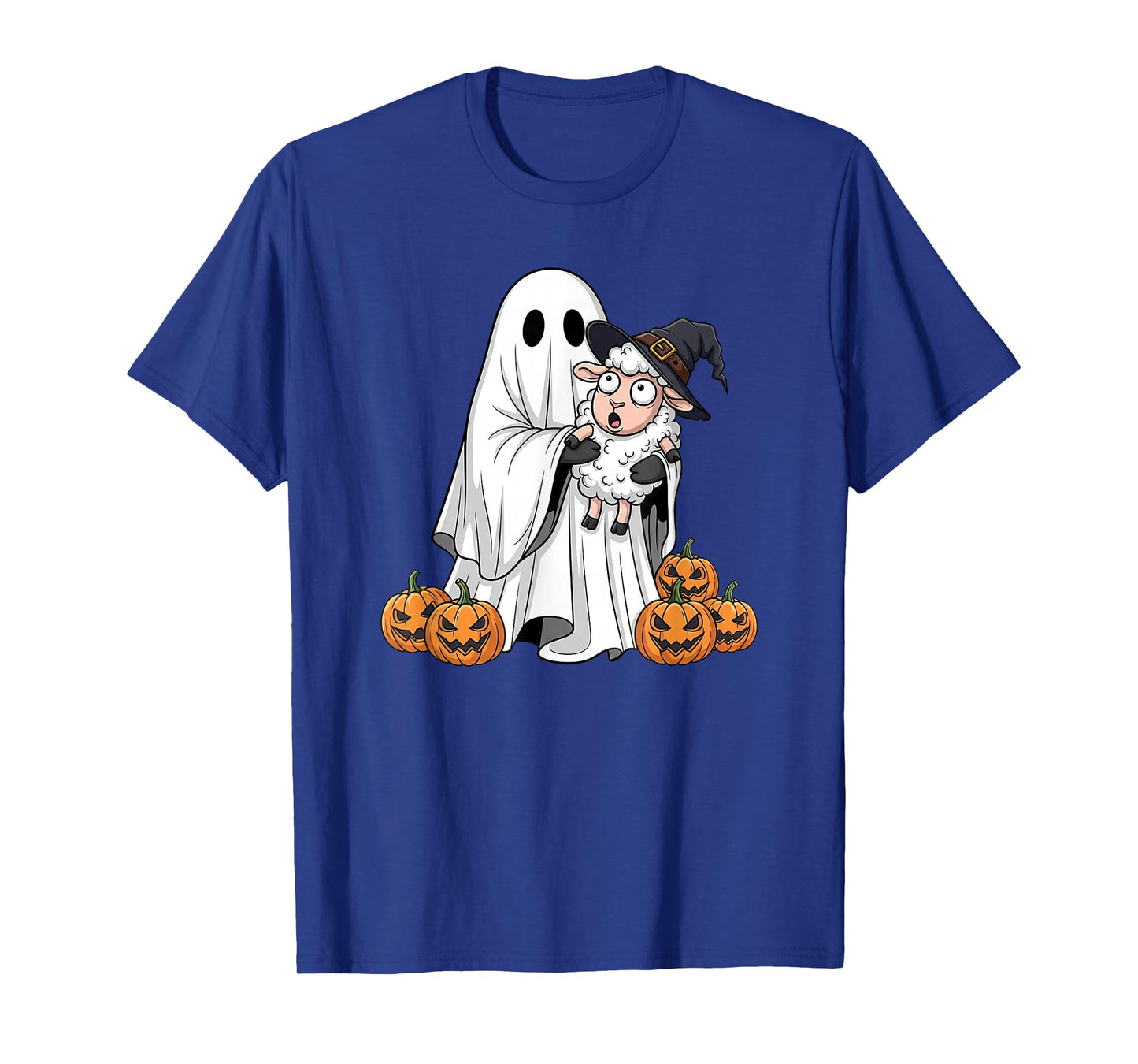 Funny Ghost Sheep Pumpkin Halloween Kids Mens Womens T-Shirt
