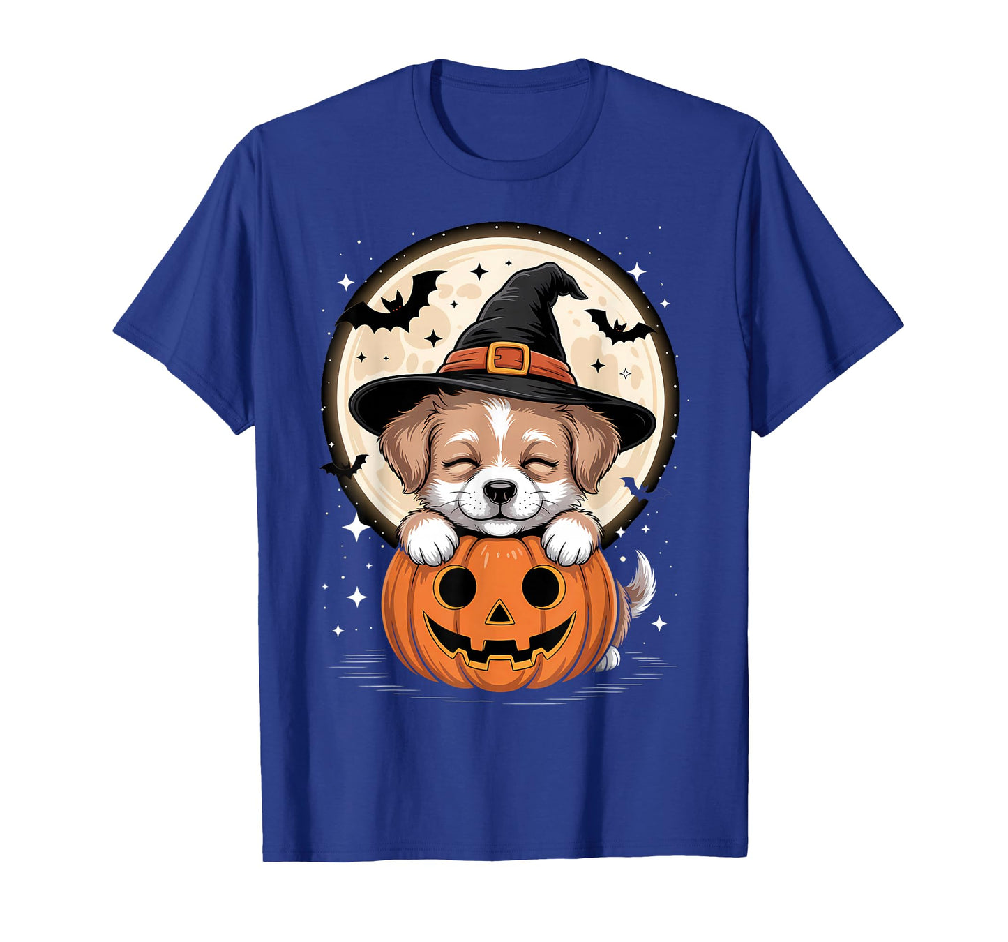 Halloween Puppy Dog Witch Hat Pumpkin Spooky T-Shirt