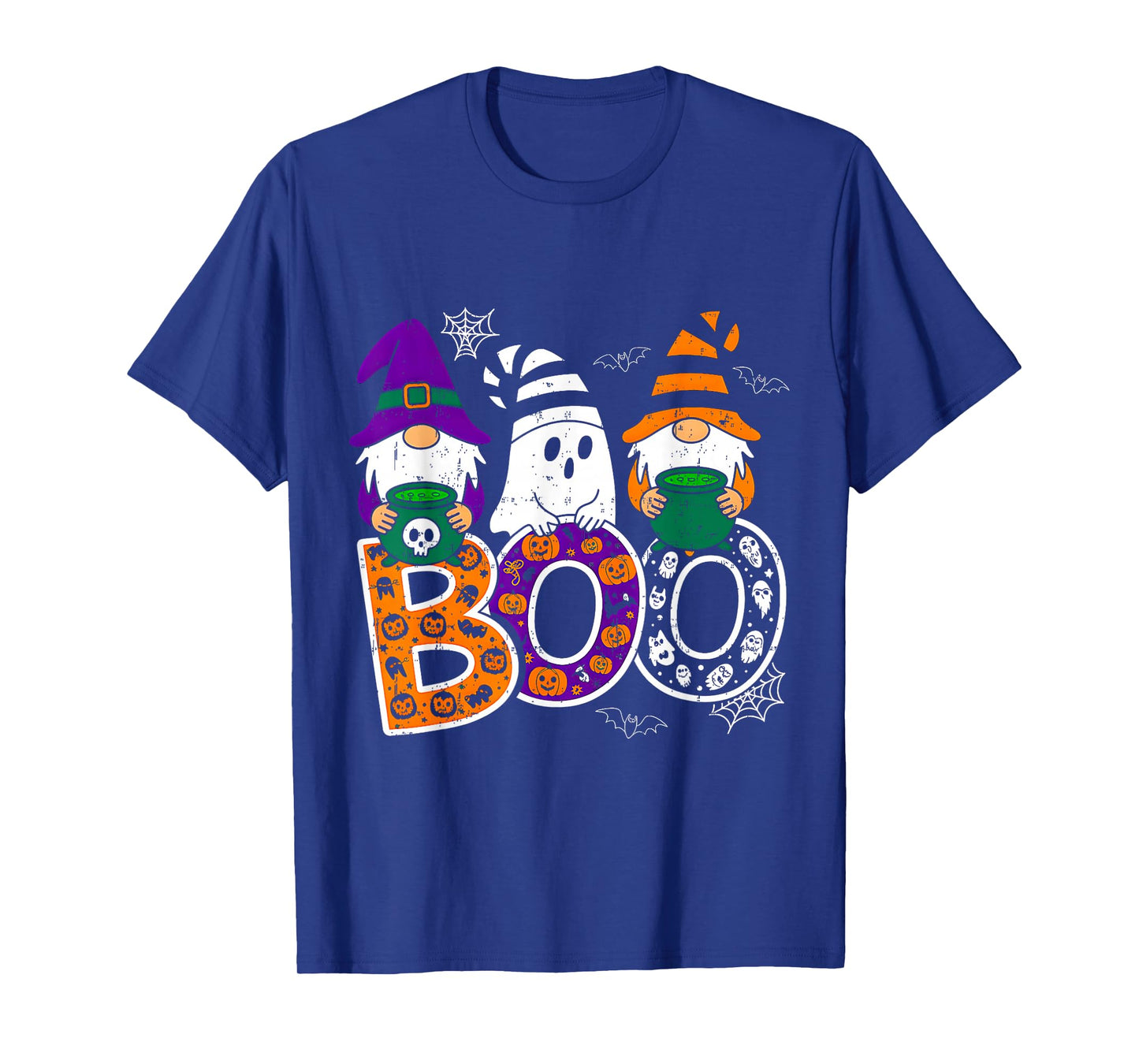 Funny Boo Witch Sipders Pumpkins Happy Halloween Gnomes T-Shirt