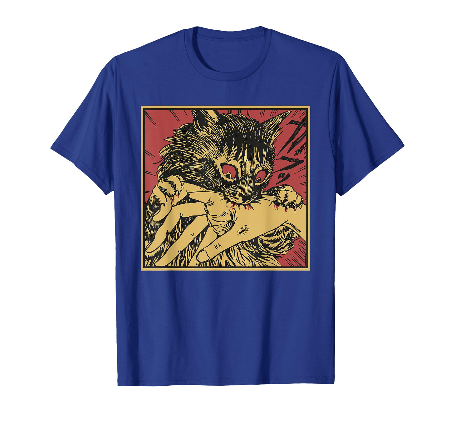 Cat Bite Horror Anime Creepy Crazy Cat Japanese T-Shirt